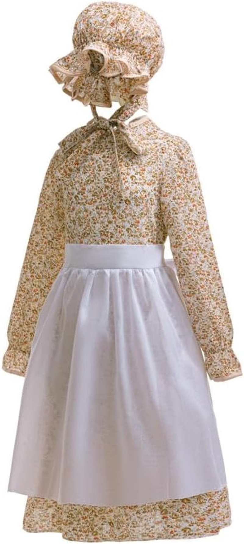 Dressy Daisy Pioneer Colonial Prairie Floral Dress Costume Clothing with Apron and Bonnet Hat for Little Girls Size 5-12 image number 5