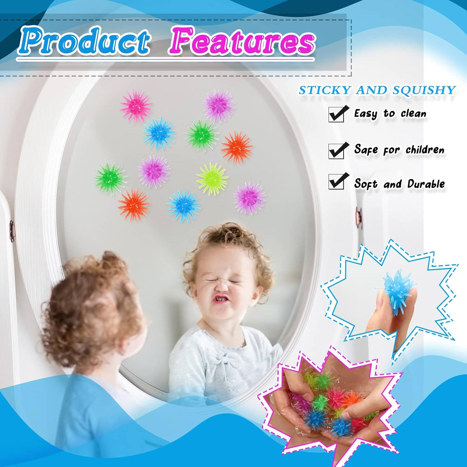 36 Pcs Stretchy Window Crawler Balls Rolling Wall Ball Climbers, Multicolored Wall Crawler Sticky Toy Small Sticky Balls Mini Fidget Crawler Squishy Wall Stress Ball for Anxiety Relief Hand Exercise image number 3