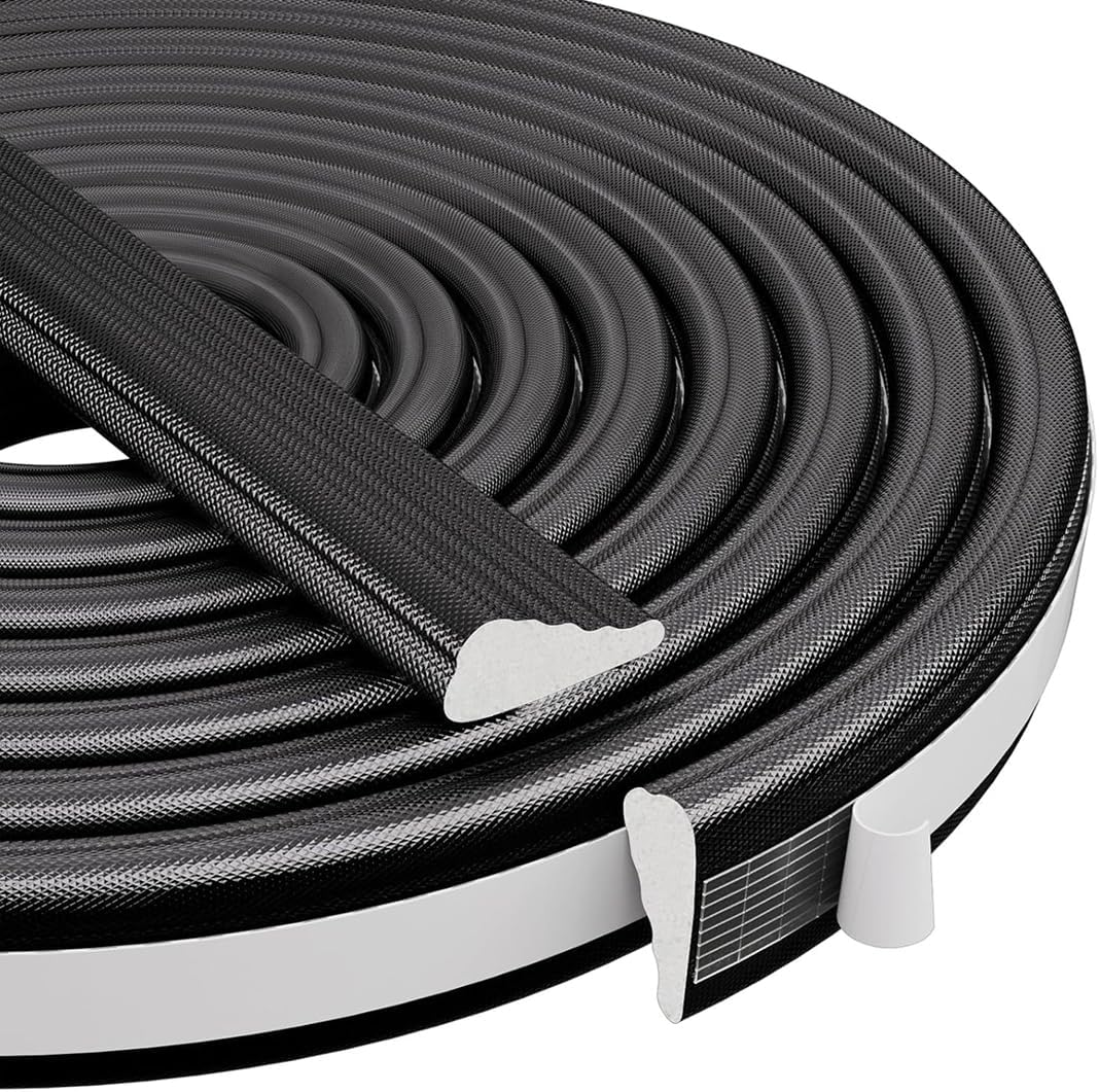 16.4 Ft Draft Excluder Strip for Windows and Doors,Wedge Shape Weather Seal Strip,Door Sealing Window Insulation Foam Tape,Black