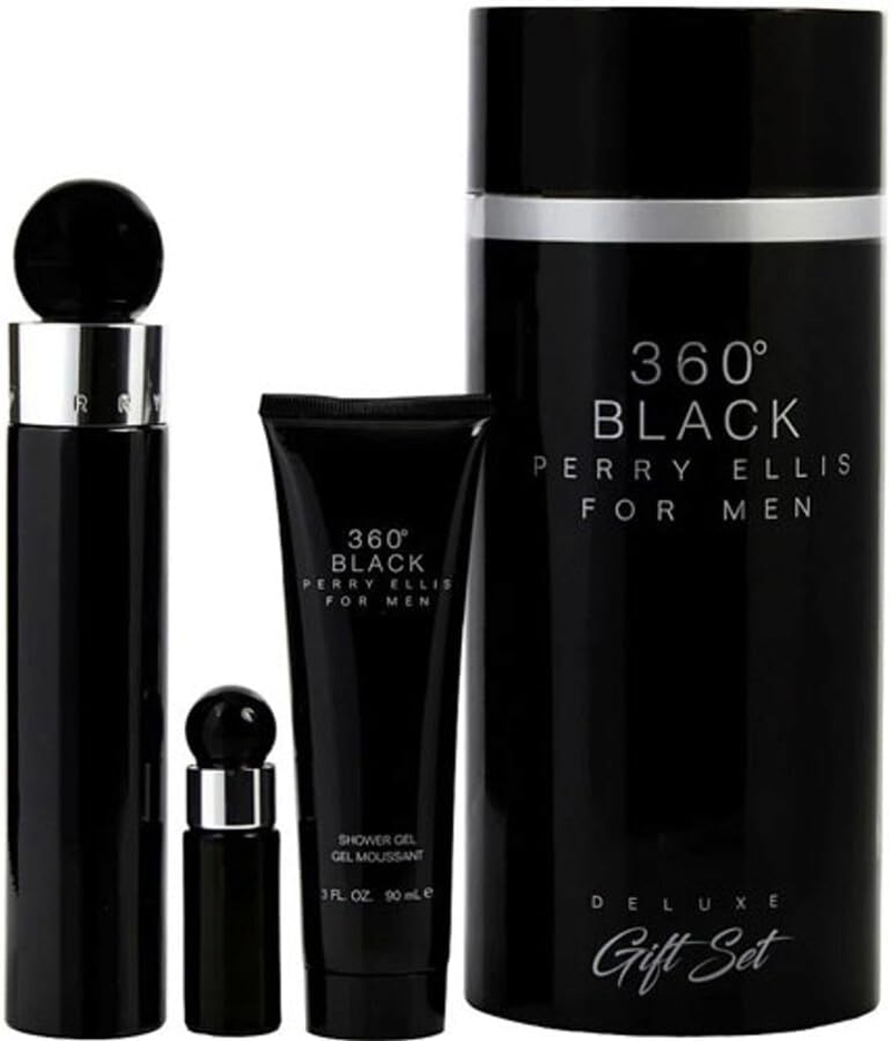 360 Black by Perry Ellis for Women - 3 Pc Gift Set 3.4Oz EDP Spray, 0.25 EDP Spray (Mini), 3Oz Shower Gel
