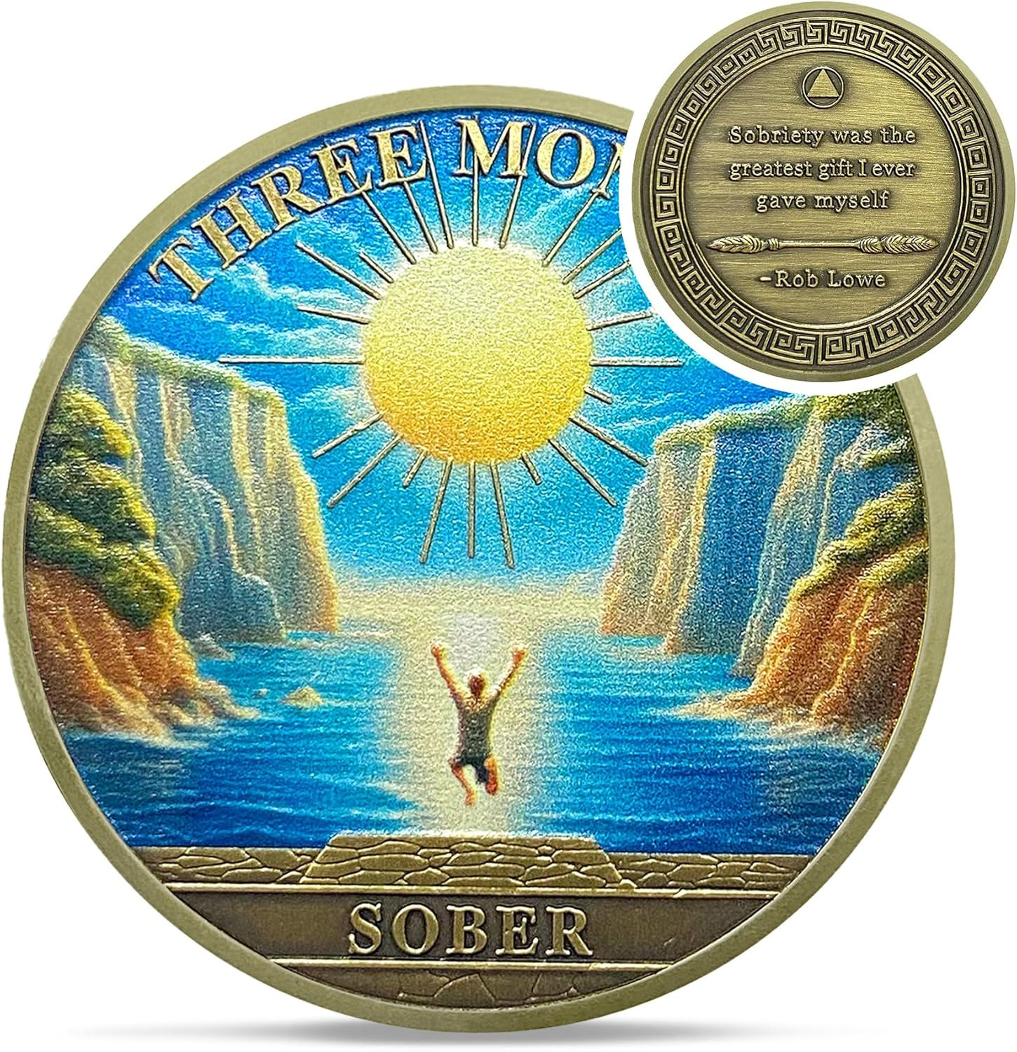 Original One Month Sobriety Coin - Recovery 1 Month View AA Coins - Na Ha AA Chips and Medallions - 1-10 Prime Sobriety Chip Alcoholics Anonymous Gifts for Men Women