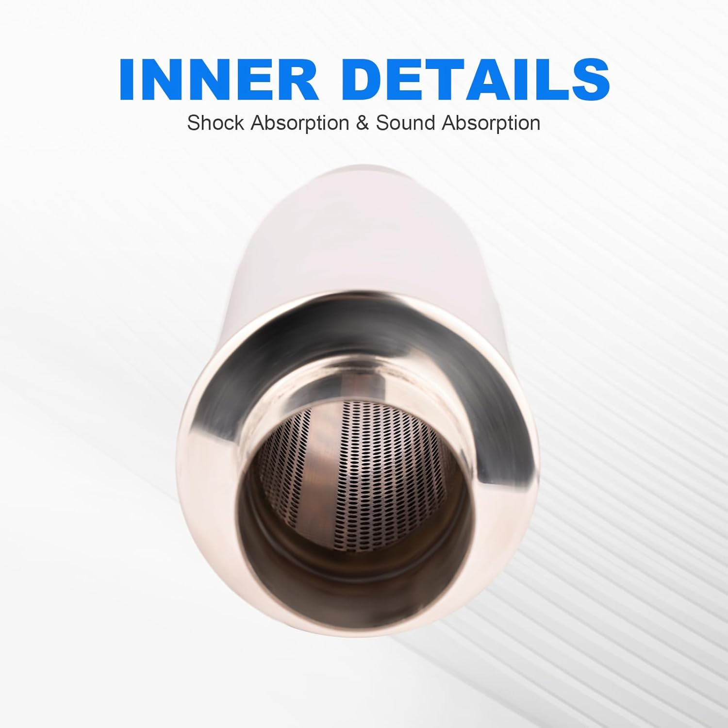 Yeoflagtrade 3.0 Inch Inlet 4.0 Inch Outlet Exhaust Muffler 3.0" to 4.0" Universal 18.5" Length Stainless Steel Polished Exhaust Tip Burnt Blue image number 3