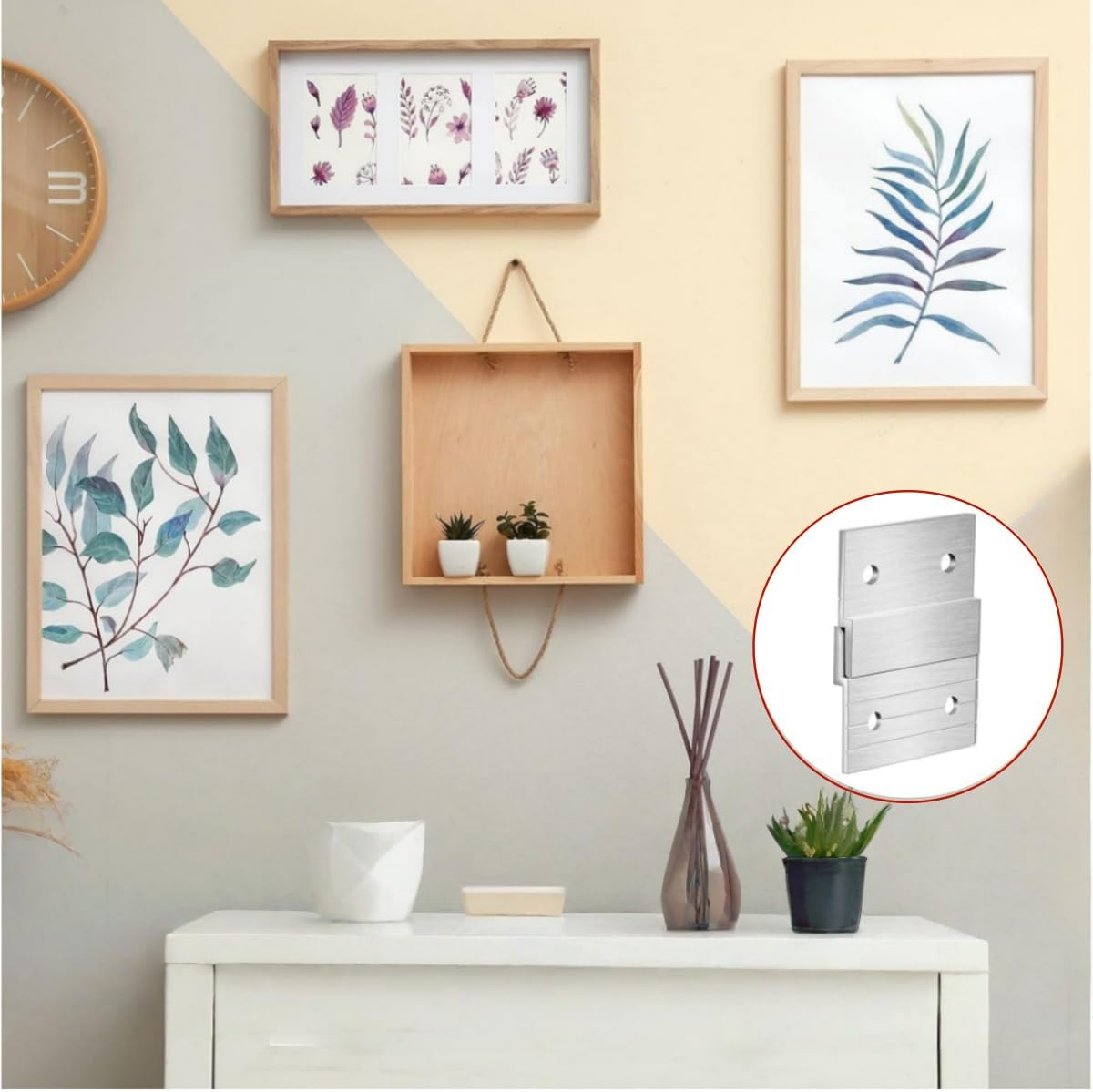 4 Pairs Aluminum Z Clips Interlocking Wall Mounting Bracket Kit,Aluminum Hanger,Screws Picture Hanging Kit Mirror Hardware Brackets for Shelf Artwork Frame image number 4