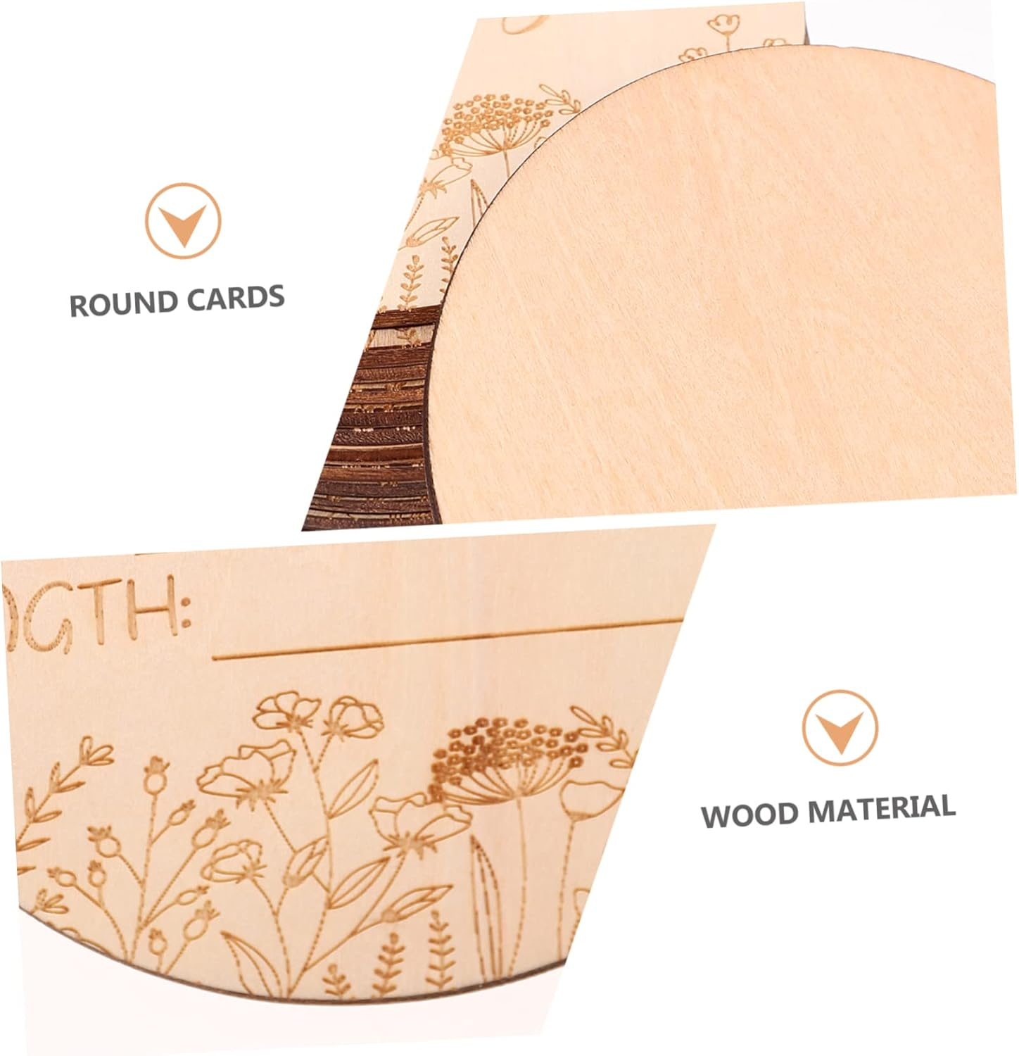 Minkissy 14Pcs Wooden Monthly Milestone Cards Set Photo Prop Cards for Parents for Documenting Growth and Special Moments Decorative Milestone Wooden Circles image number 3