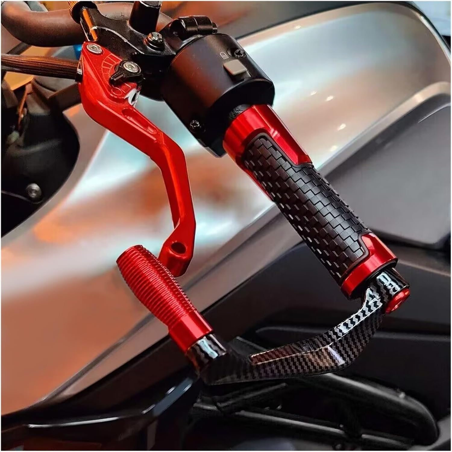 Jininshengxindianzi Motorcycle Handlebar Grip Guard Brake Clutch Lever Protector Compatible with Yamaha YZF R6 R1 R3 R15 V3 R125 R25 R7 2022 2021 2020 2024 2023(Black Lever Guard) image number 6