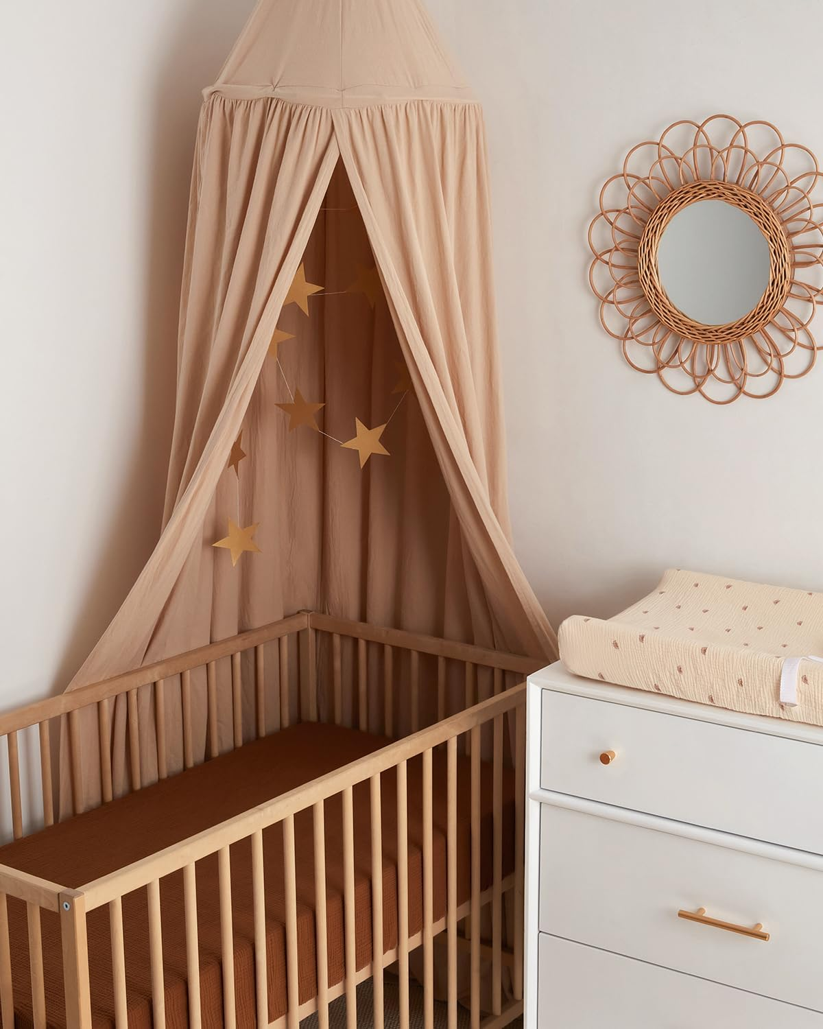 Blissful Diary Muslin Crib Sheets for Girls and Boys, 100% Cotton Boho Neutral Fitted Baby Sheet Standard Mattress & Toddler Bed (52''X28''), Soft Breathable 2 Pack (Sunshine&Brown)