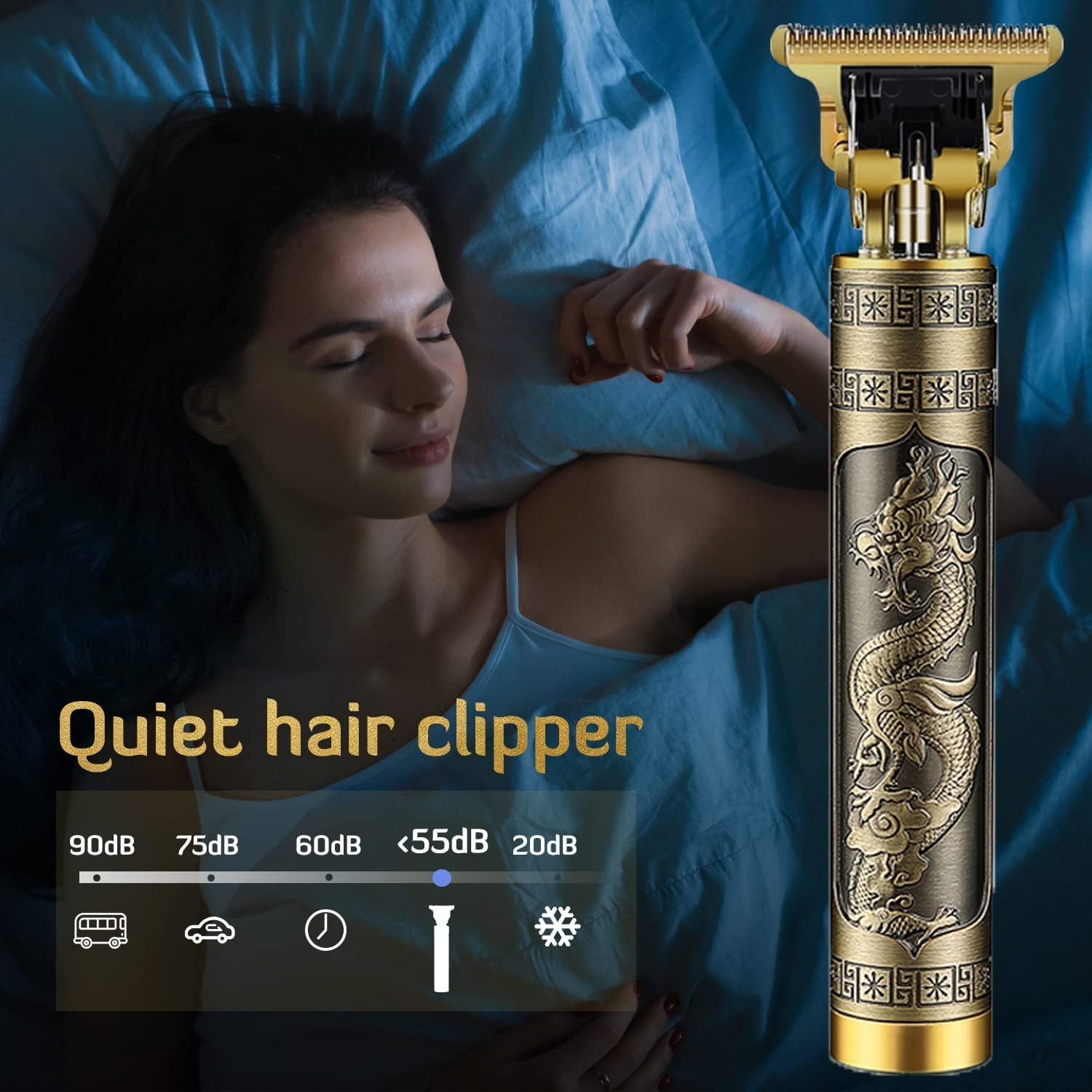 PXLISIE Hair Clippers for Men, Professional Hair Trimmer T Blade Trimmer Zero Gapped Trimmer, Cordless Rechargeable Beard Trimmer Shaver Hair Cutting Kit with Guide Combs (Gold) image number 6