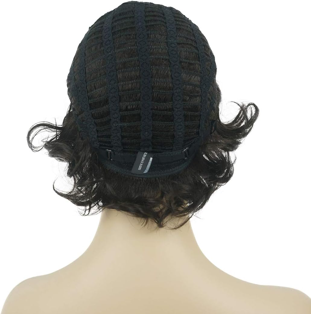 Lydell Women'S Short Wavy Curly Wig Synthetic Hair Full Wig 6 Inches (#4Darkset Brown)