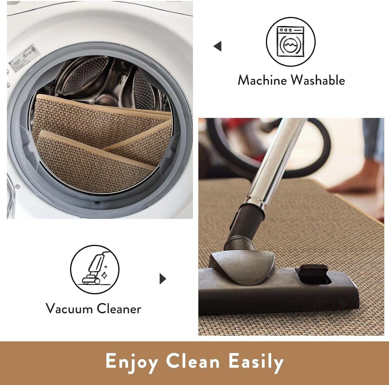 Jute Entryway Mat, Farmhouse Kitchen Entryway Rug, Door Mat, Indoor Entrance Washable Mat, Small Bathroom Rugs, Non Slip Throw Rug Neutral Indoor Floor Carpet for Front Door, Kitchen Sink, 50X80Cm image number 4