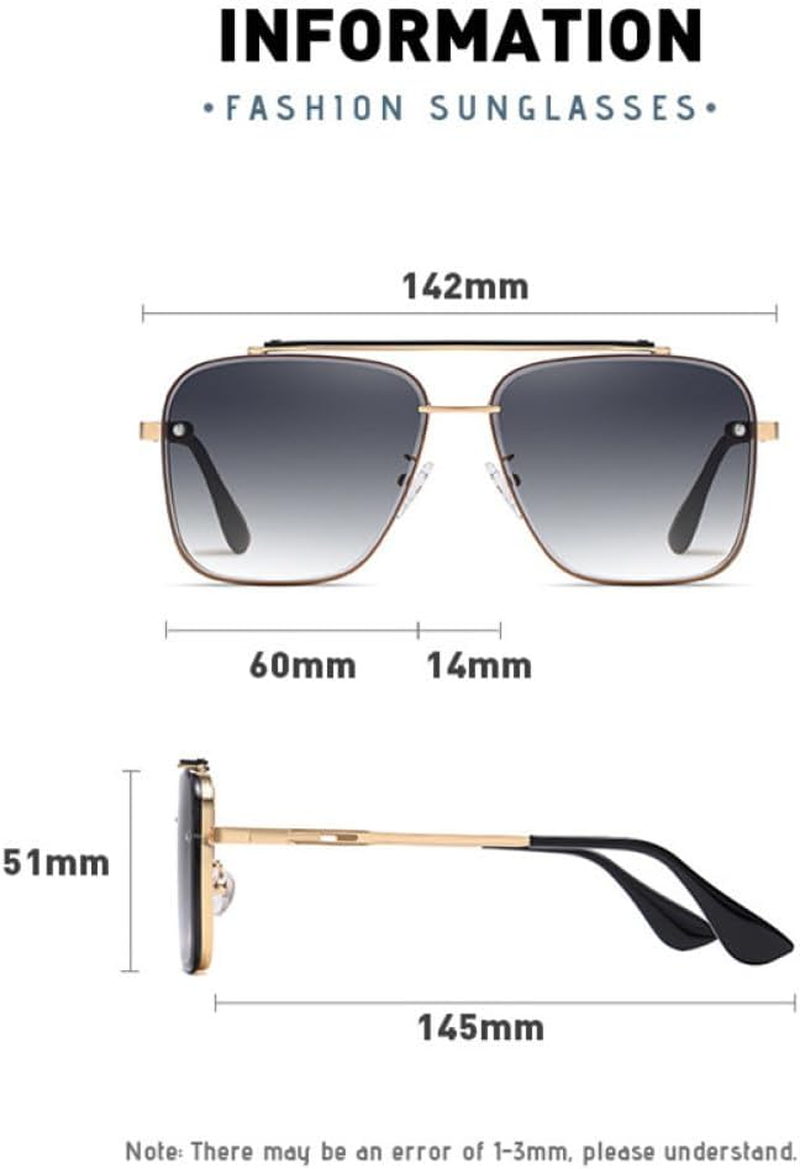 MUTYNE Gradient Sunglasses for Men Fashion Metal Big Frame Sun Glasses