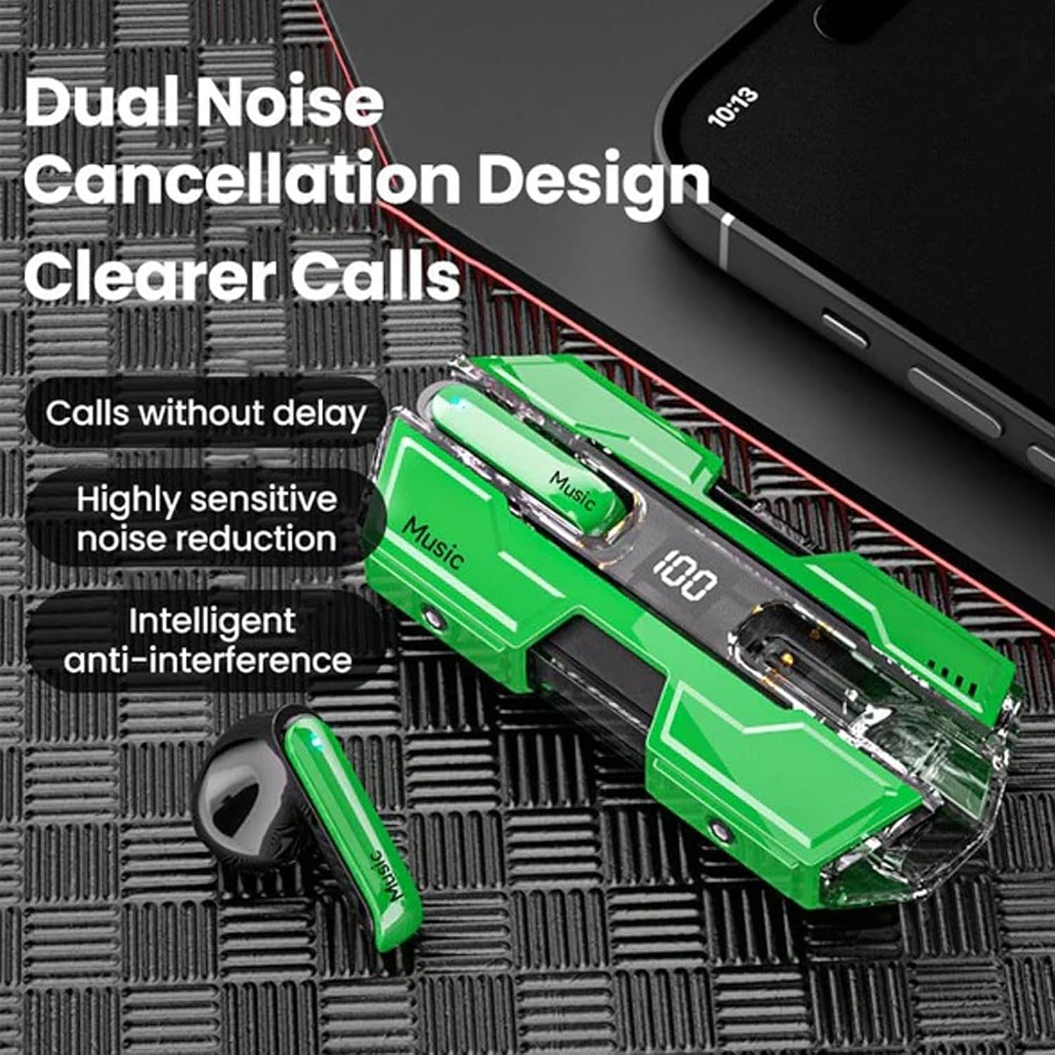 Suerteyay Semi-In-Ear Wireless Headset,2025 New Semi-In-Ear Bone Conduction Earbuds Wireless Bluetooth,Ipx7 Waterproof, Magnetic Snap-Together Design,Mecha Appearance for Games and Daily Life (A) image number 1