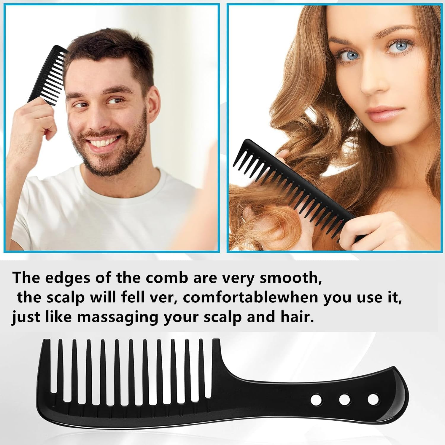 4 Pcs Fine and Wide Tooth Comb Set Professional Barber Comb Set Carbon Fiber Styling Cutting Comb anti Static Heat Resistant Comb for Women Curly Straight Long Hair, Black image number 1
