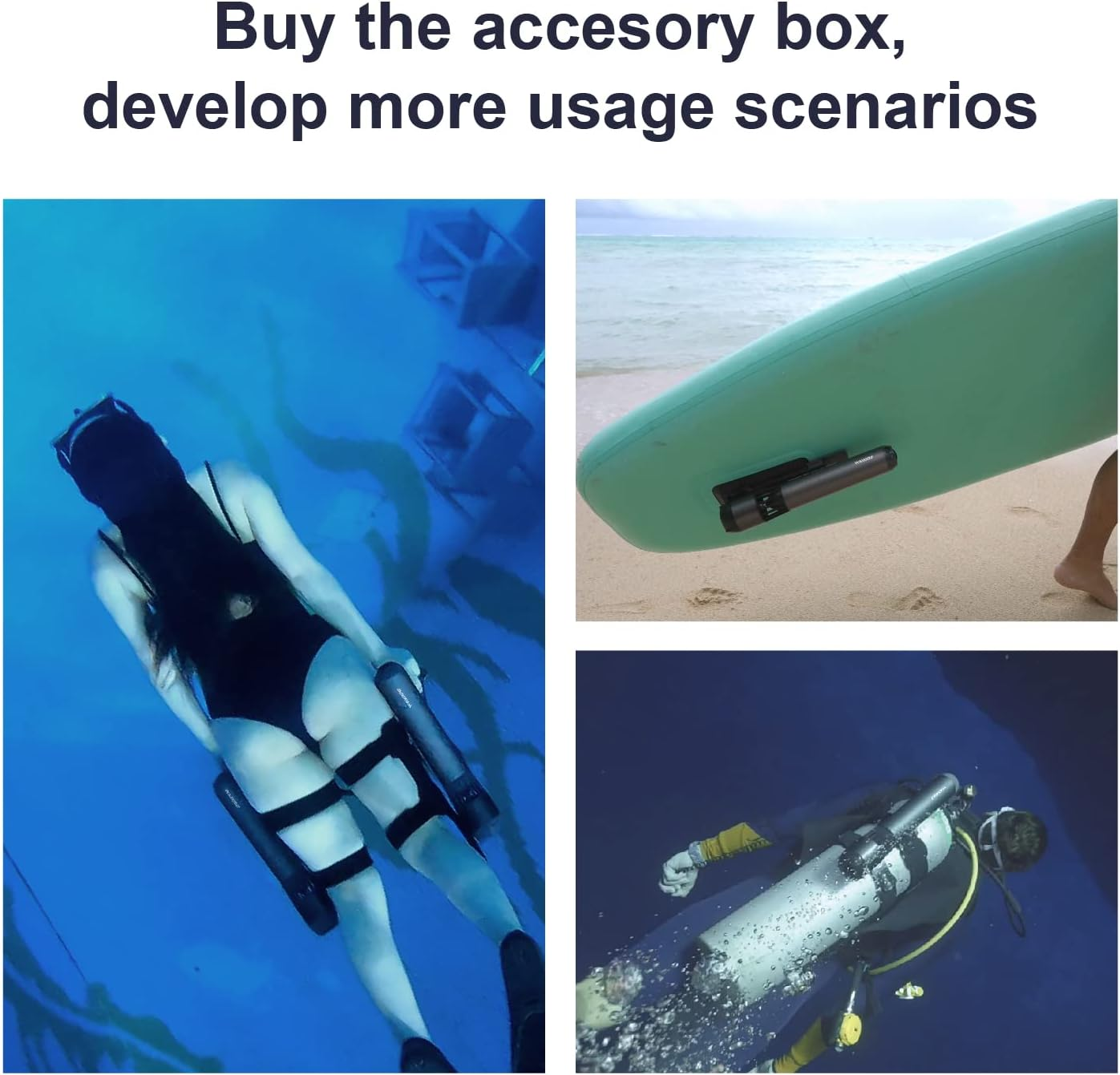 Waydoo Subnado Underwater Scooter, Thumb Controlling Sea Scooter for SUP Paddle Board, Suitable for Pool, Diving, and Snorkeling, Compact and Portable Water Scooter for Adults and Kids