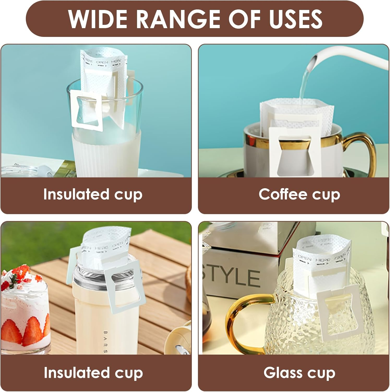 150 Pcs Portable Coffee Filter Paper, Disposable Hand-Poured Hanging Ear Coffee Filters, Portable & Mess Free Design for Travel Camping Home Office Daily Brewing