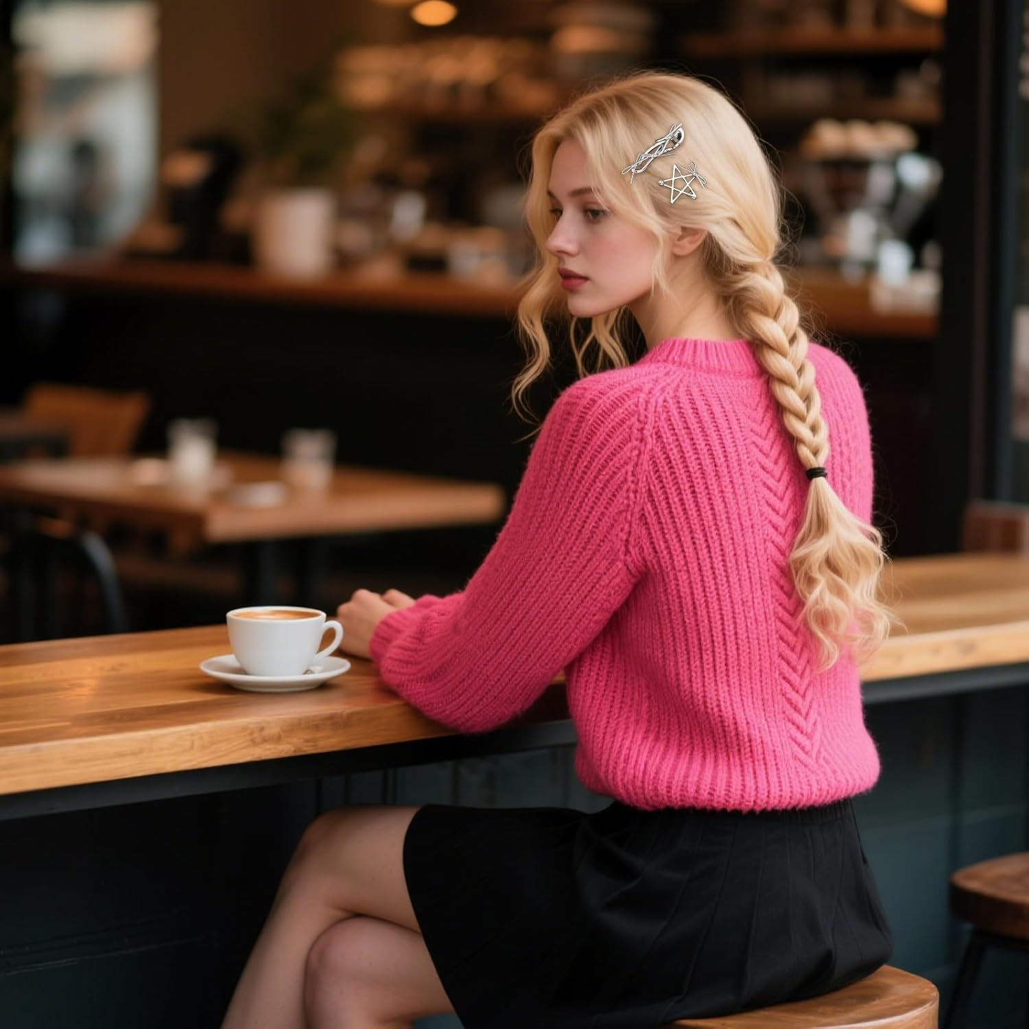 Bumlofa Pack of 6 Metallic Silver Ladies Hair Clips Bow Designs image number 5