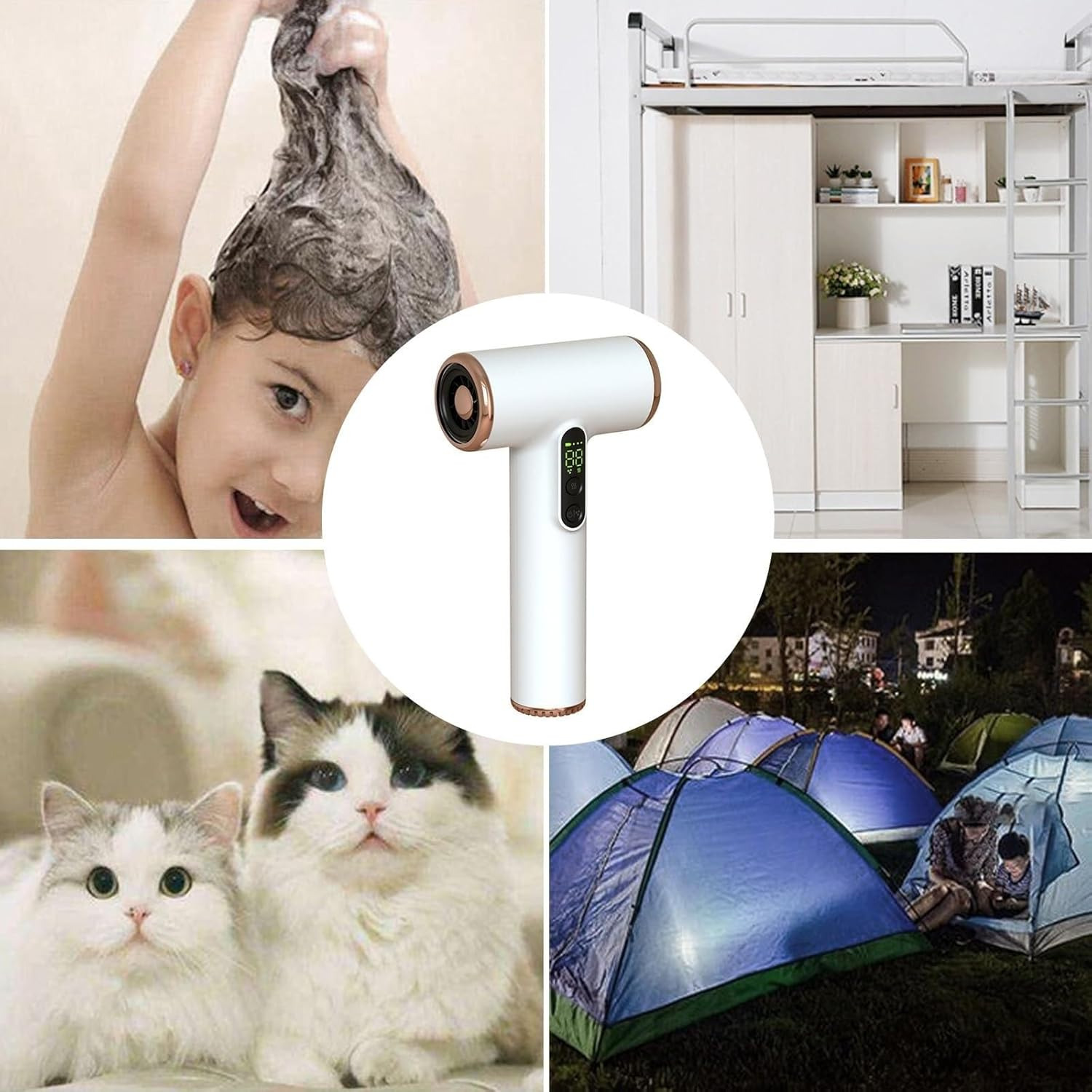 Cordless Travel Hair Dryer Rechargeable, 15000Mah Battery, Digital Screen Compact, Lightweight, Fast Drying for Women or Men on the Go image number 6