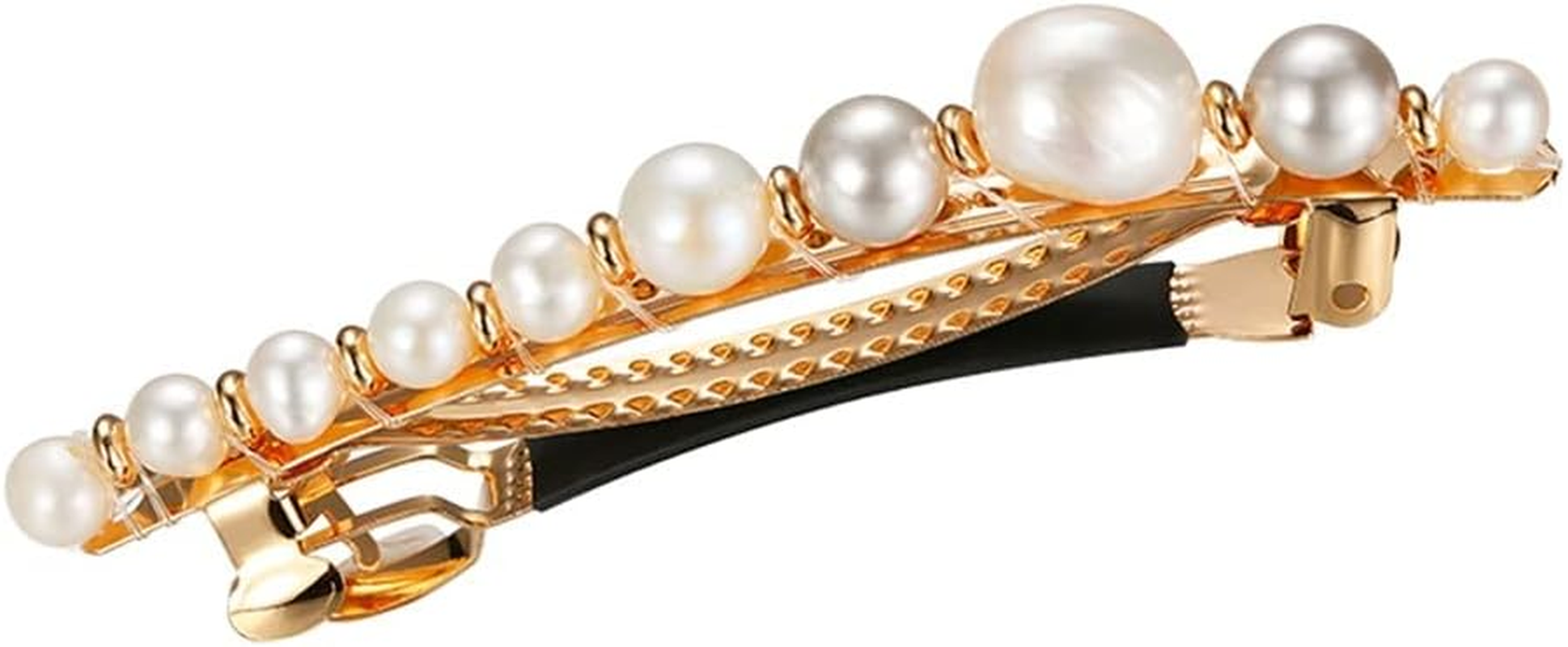 Crystal Hair Accessories,Clips Hairpins,Clip Plate,Pearl Praise Series Hairpin Baroque Back Head Press Clip One-Word Hairpin Women'S Plate Hairpin Headwear (Color : A, Size : 8.1 * 1.1Cm) image number 4