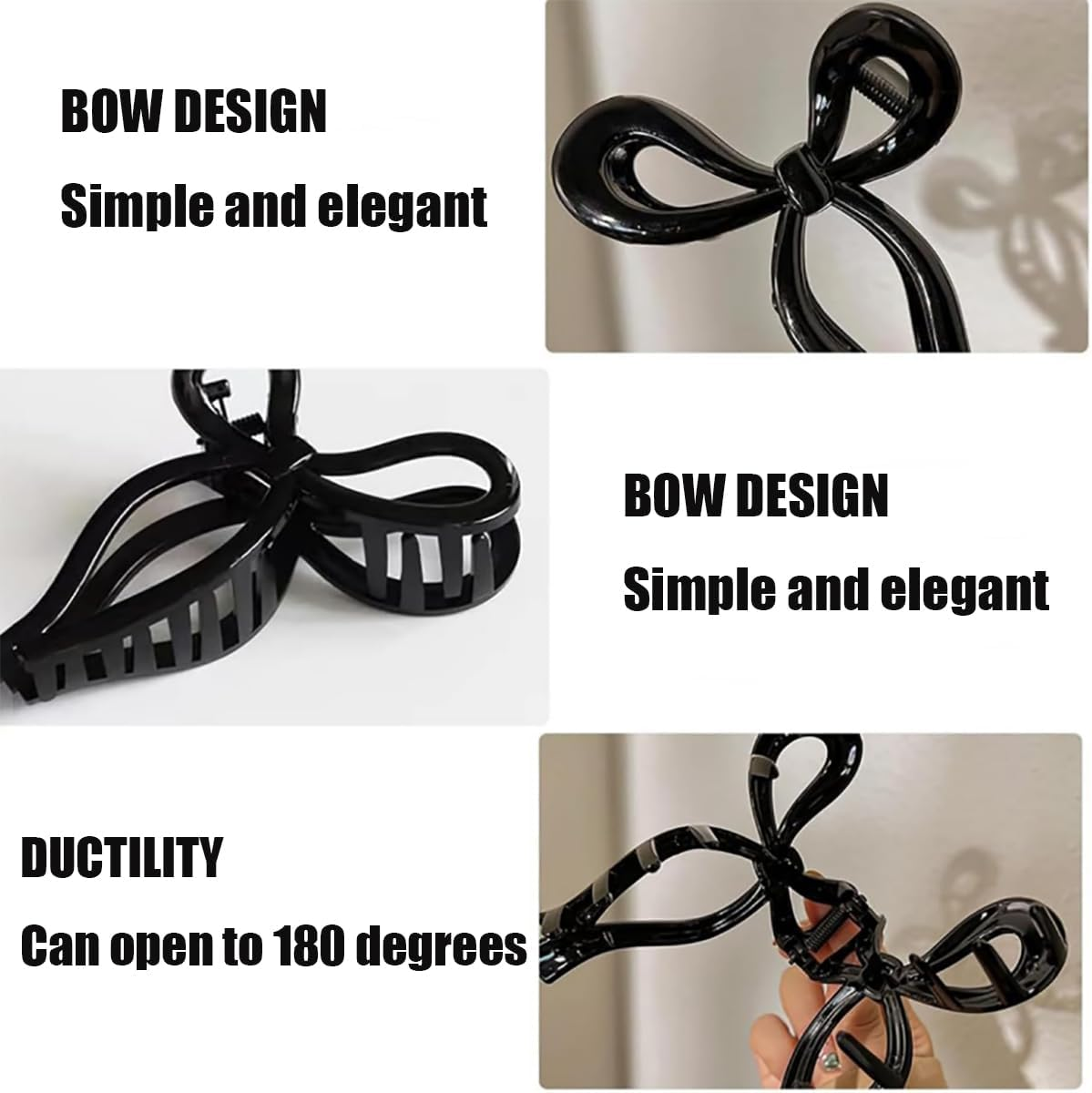 RUIENGCOMM 4 Pcs Hair Claw Clips Bow Hair Claw Clip Strong Hold Hair Clips Claw Large Bow Claw Clips for Thick Thin Hair Cute Hair Clips Styling Accessories for Women Girls image number 2