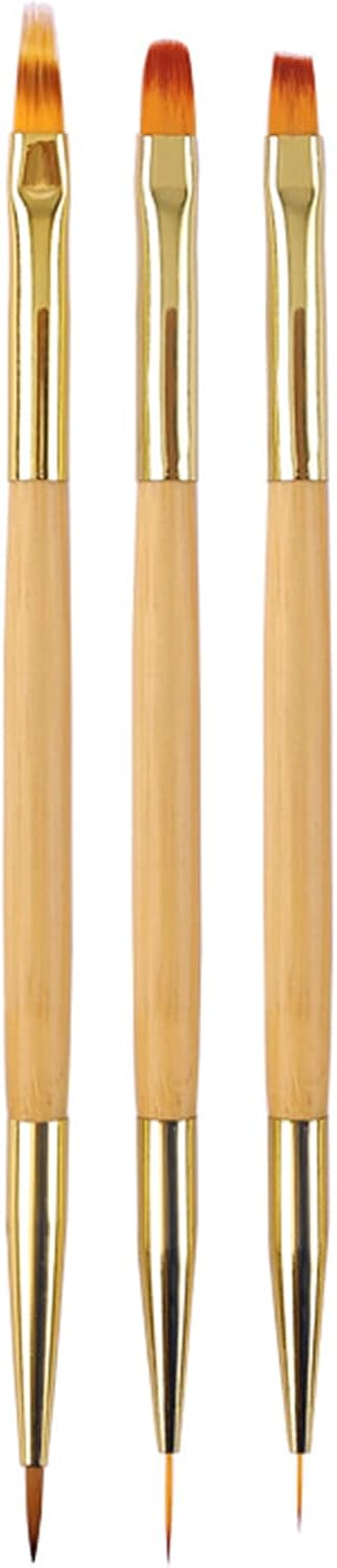 Lacymc Nail Brushes, 3 Pieces Fine Nail Brushes for Nail Art Decoration, 2 in 1 Nail Polish Brush Set for Applying UV Gel, Decorating Acrylic False Nails, Yellow image number 4