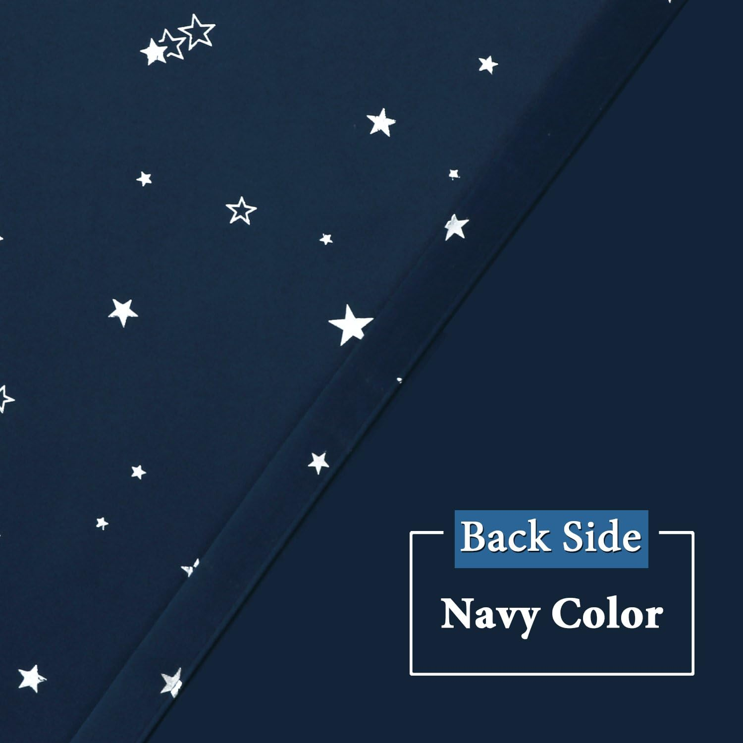 Smarcute Blackout Kids Room Curtains Twinkle Stars Blockout Bedroom Curtain Draperies for Boys/Girls - Thick Soft Fabric with Eyelet Top, Each Piece W132Cm by D160Cm, Sold by Pair, Navy image number 3