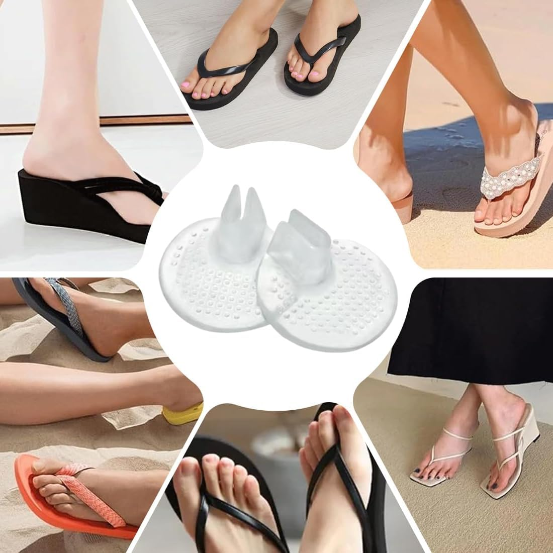 AOEVUIR 6 Pairs Toe Protectors for Flip Flops, Toe Separator Pads, Toe Separator Cushions, Gel Silicone Protection against Pain and Blisters for Men and Women image number 2