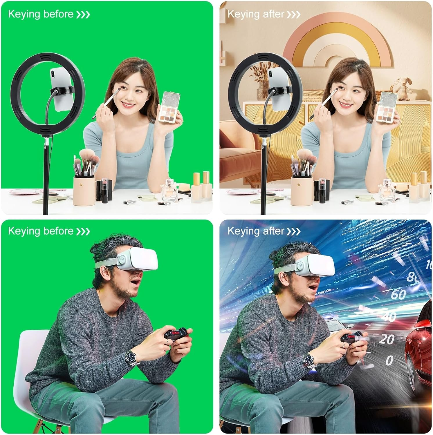 Green Screen Backdrop Kit with Stand, PULUZ 3.2X6.5Ft Portable Greenscreen Background Stand, T-Shape Green Screen Stand Kit with Clamp Carrying Bag for Streaming Video and Photography Shoots image number 6