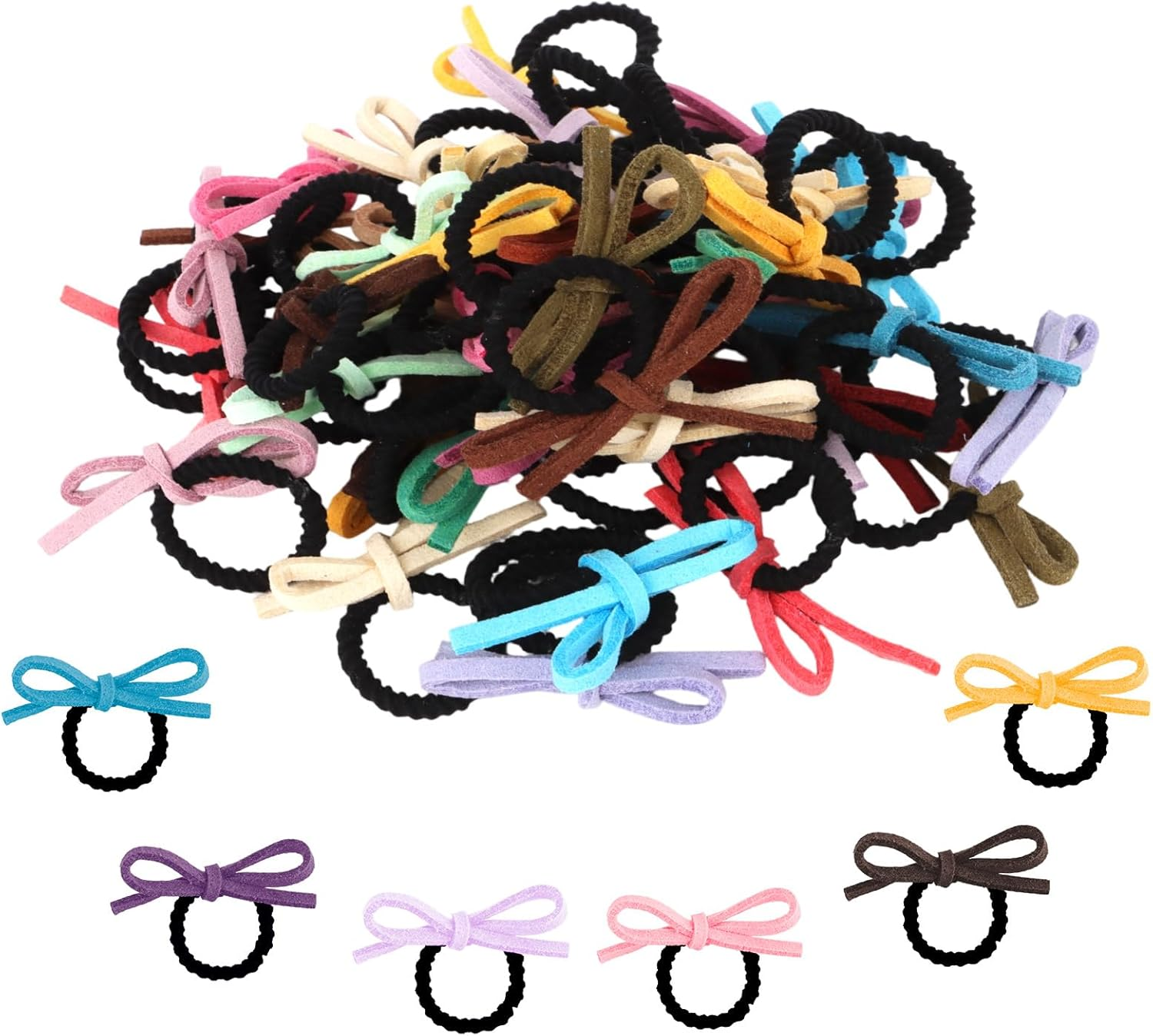 EXIPSAT Pack of 4, 40 Small Butterfly Hair Elastics, Colourful Scrunchies Hair Bobbles for Girls image number 3