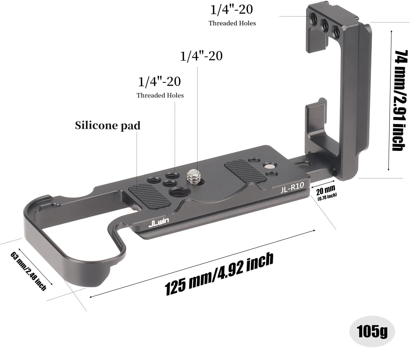 FOTGA Quick Release Plate L-Shaped Bracket L-Bracket Vertical Expandable Plate for Canon EOS R10 Camera, Compatible with DJI Ronin RS2/RSC2/RS3/RS3 Pro/Rs3 Mini Stabiliser Arca Swiss image number 4