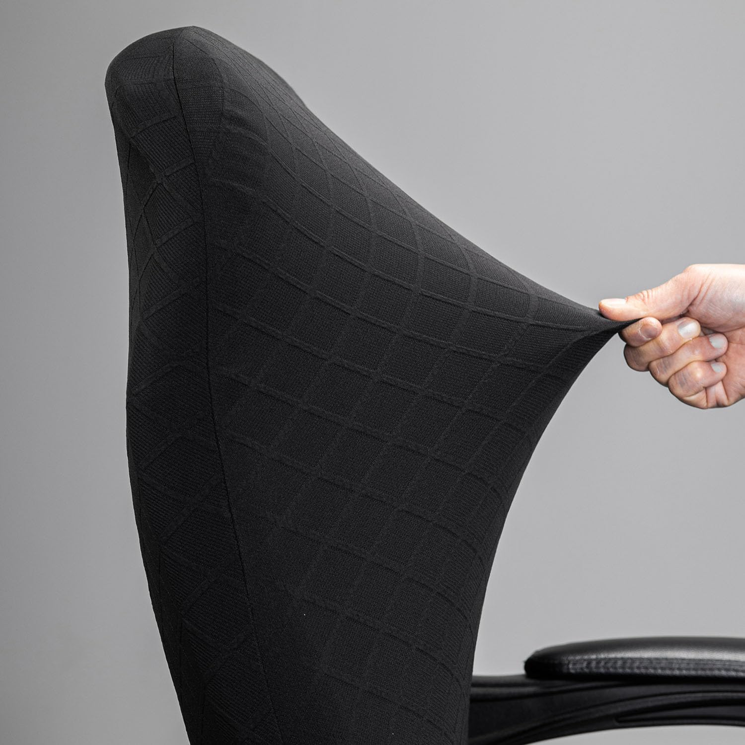 Melaluxe Stretch Jacquard Office Chair Cover, Removable Washable Desk Chair Cover Rotating Chair Seat Slipcover, Black image number 5