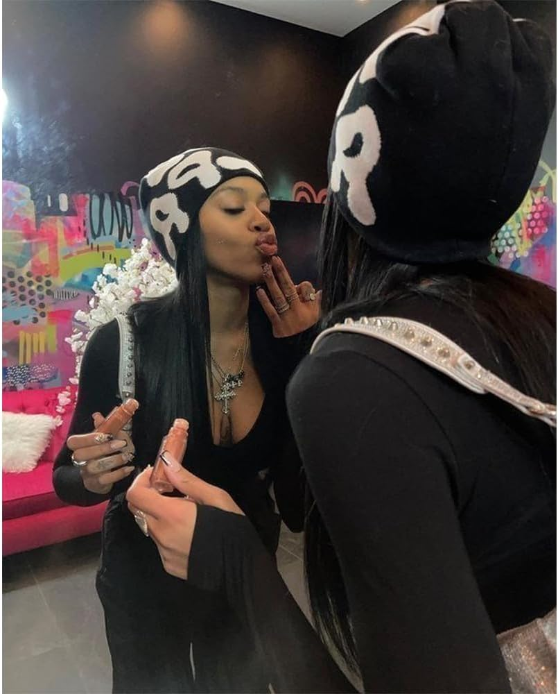 Women Graphic Beanie Skull Hat MEA Culpa Y2K Knitted Beanie Warm Winter Hat for Gifts image number 4