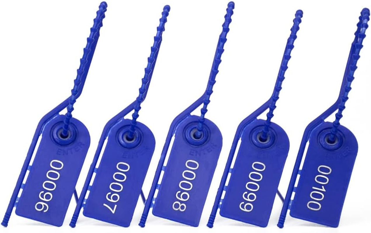 1000 Plastic Security Seals Secure Anti-Tamper Fire Extinguisher Tags Numbered Zip Ties Inspection Tags Breakable Label Tags Pull Tite Safey Tags for First Aid Kits, Clothes,Bags (Red)