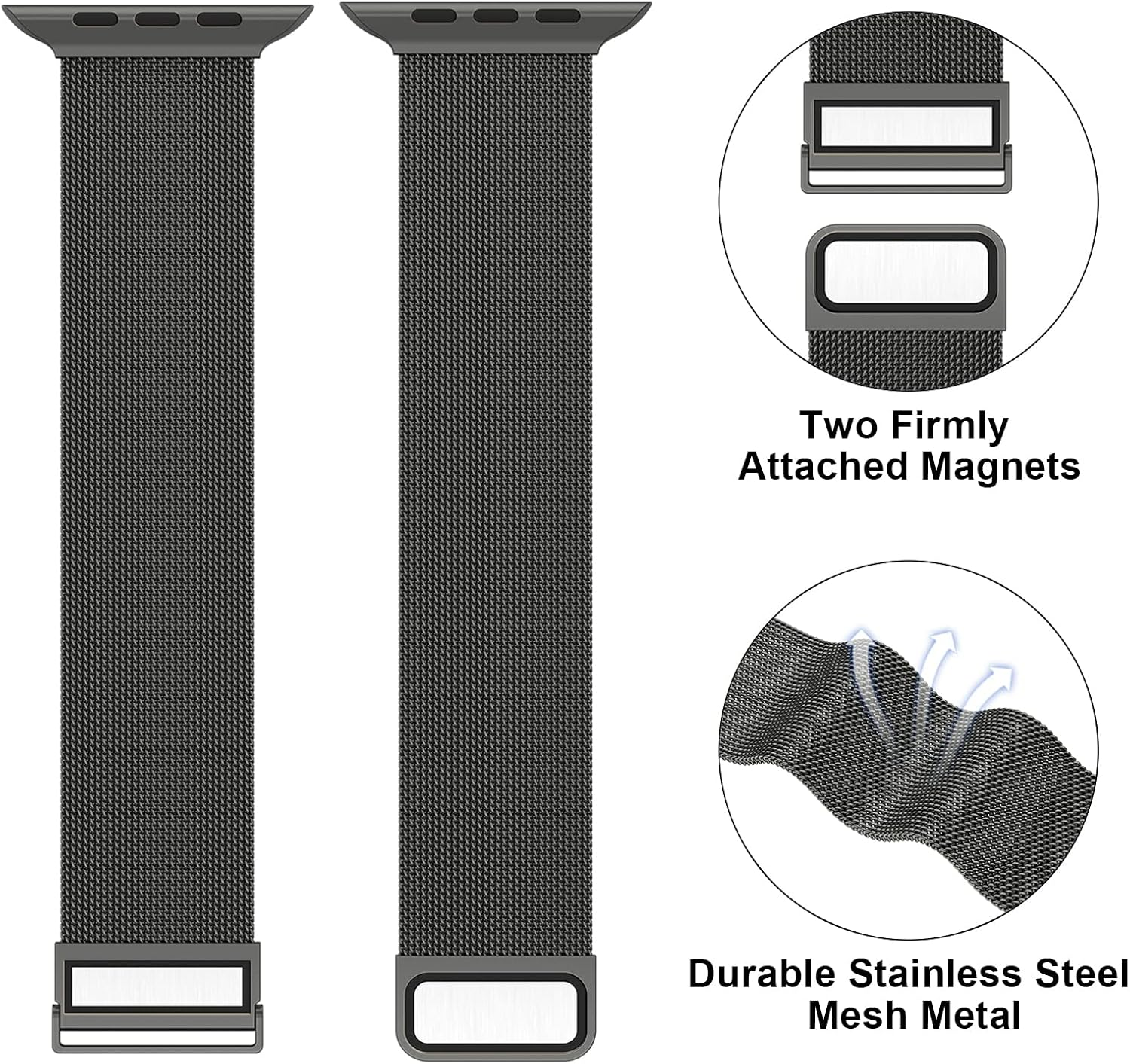 Leonids Metal Bands for Apple Watch Bands 38Mm 40Mm 41Mm 42Mm 44Mm 45Mm 46Mm 49Mm for Women Men, Stainless Steel Mesh Loop Magnetic Clasp Replacement Straps for Iwatch Series 10/9/8/7/6/5/4/3/Se/Ultra image number 6