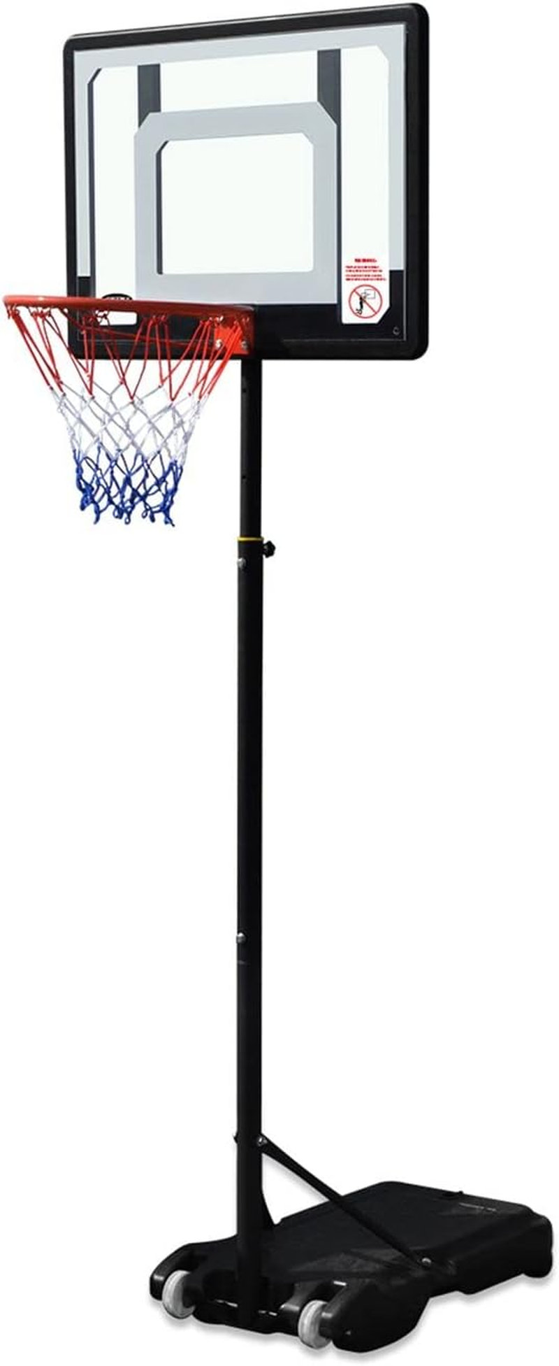 GENKI Portable Basketball Hoop Stand System for Juniors (1.6-2.1M) Adjustable Height W/Wheels, 38CM Steel Rim Backboard Nylon Net Wheeled Base for Indoor Stadium Outdoor Backyard Playground image number 3