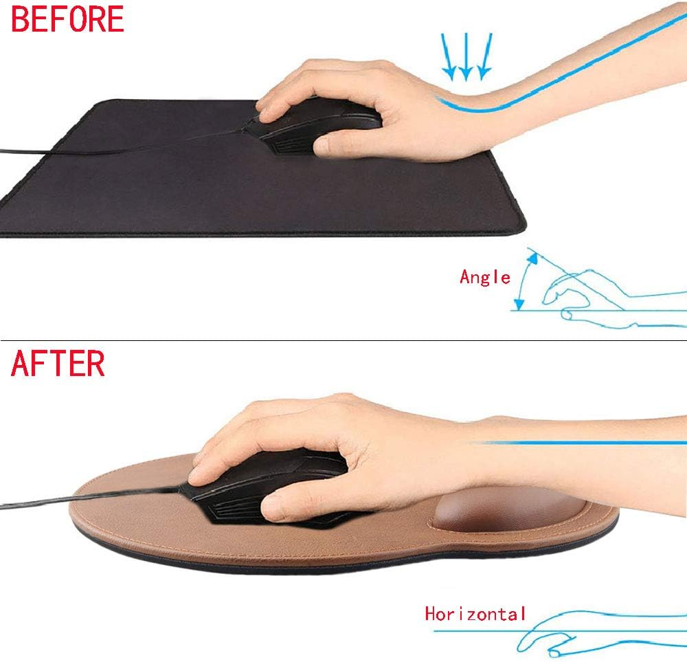 Eyscar Leather Mouse Pad Wrist Support Ergonomic Memory Foam - Lightweight Rest Nonslip Mousepad for Office,Gaming,Computer, Laptop & Mac,At Home or Work (Coffee) - Dandelion image number 5