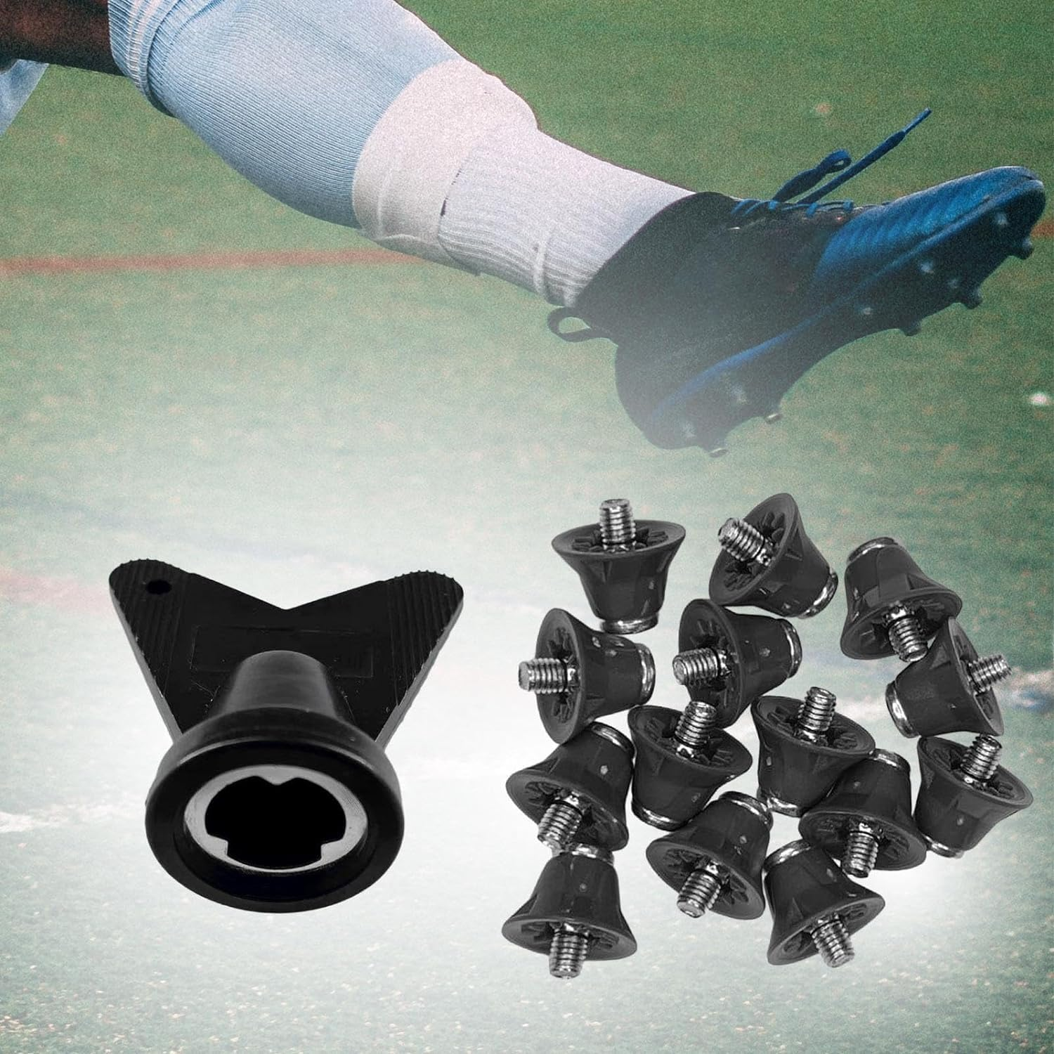 Suesacy 12 Pcs Football Boot Studs Rugby Studs Turf 13Mm M5 Screw Shoes Spikes, Soccer Studs for Competition Training Gray image number 1