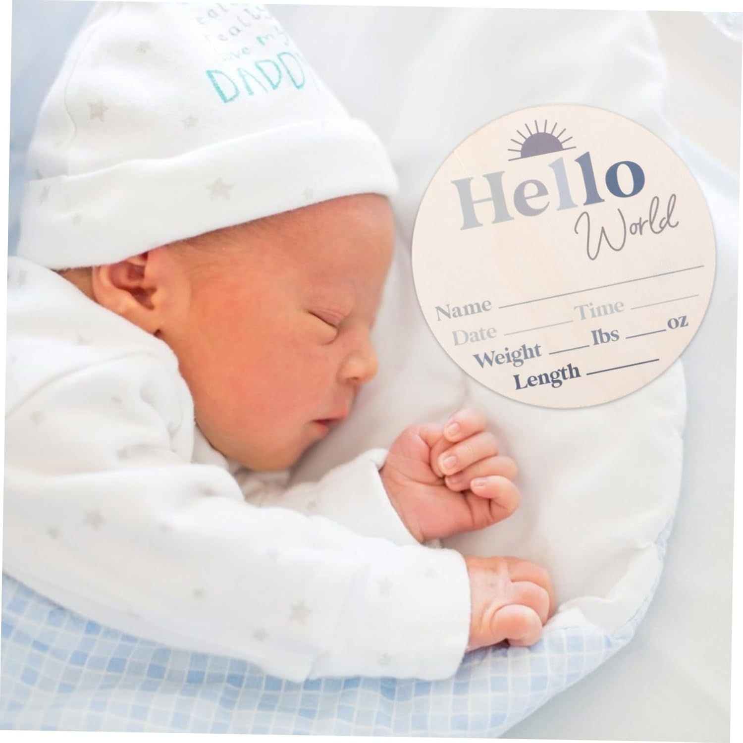 Sosoport Wooden Baby Milestone Discs Newborn Name Sign Baby Announcement Sign Monthly Growth Record Photo Props for Newborns Shower Decorations image number 3