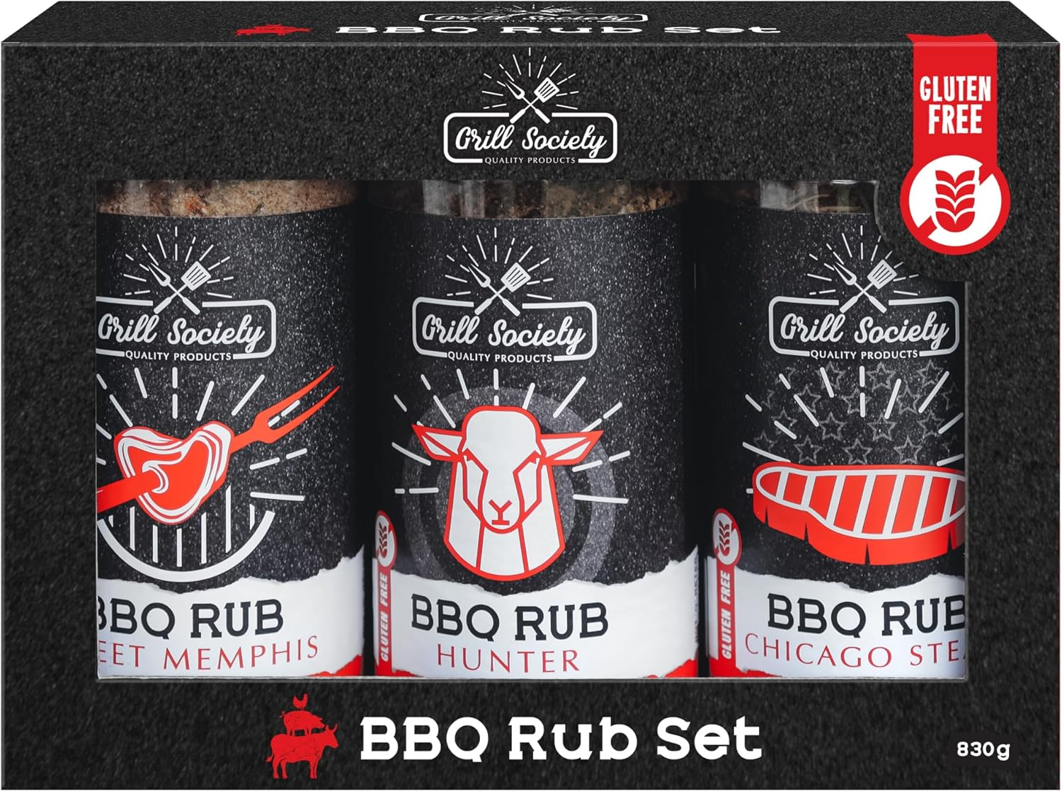 Grill Society Sweet Memphis, Hunter, Chicago Steak, 3 Pack BBQ Rub, 720G &ndash; Spices BBQ Rub Gift Set for Grilling, Roasting, Steaks, Ribs and BBQ Lovers image number 4