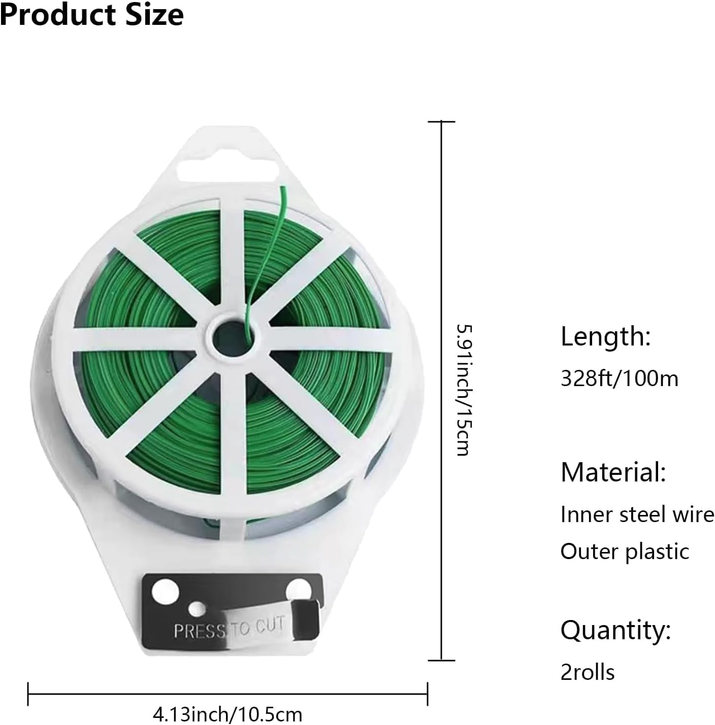 2 Roll 328 Feet Twist Ties, Betterjonny Green Garden Plant Ties with Trimmer, Multi-Function Sturdy Garden Plant Twist for Gardening, Home, Office(2 Roll X 100M) image number 5