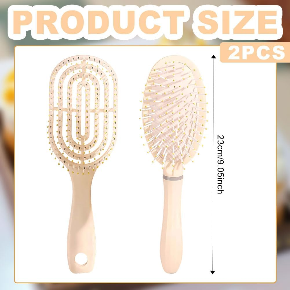 Pack of 2 Hair Brush without Pulling, Hair Brush, Detangler Brush, Gentle without Pulling, for Wet, Dry Hair, Detangling Brush, Reduces Hair Breakage for Curls, Fine and Long Hair image number 3