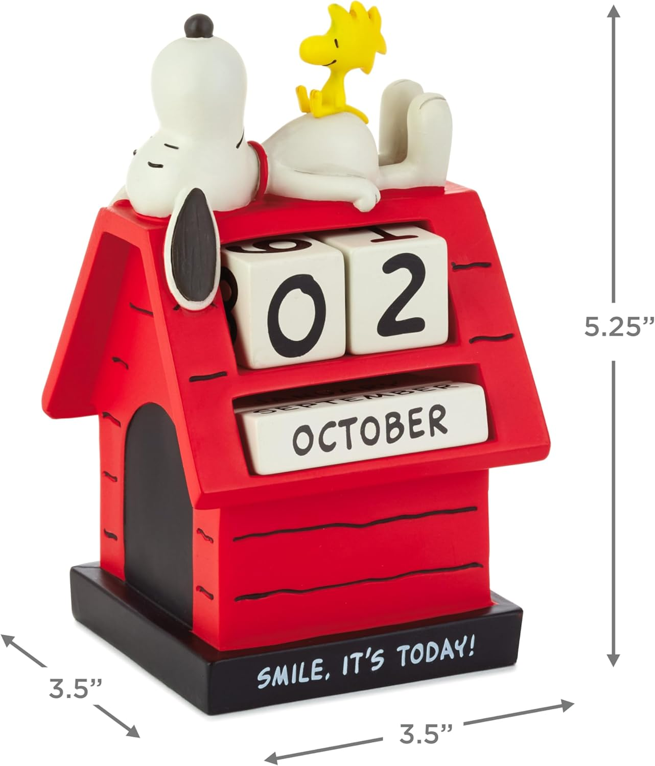 Hallmark Perpetual Calendar, SNOOPY & WOODSTOCK Calendar, Calendar Blocks, Novelty Calendar, Doghouse, Red image number 1