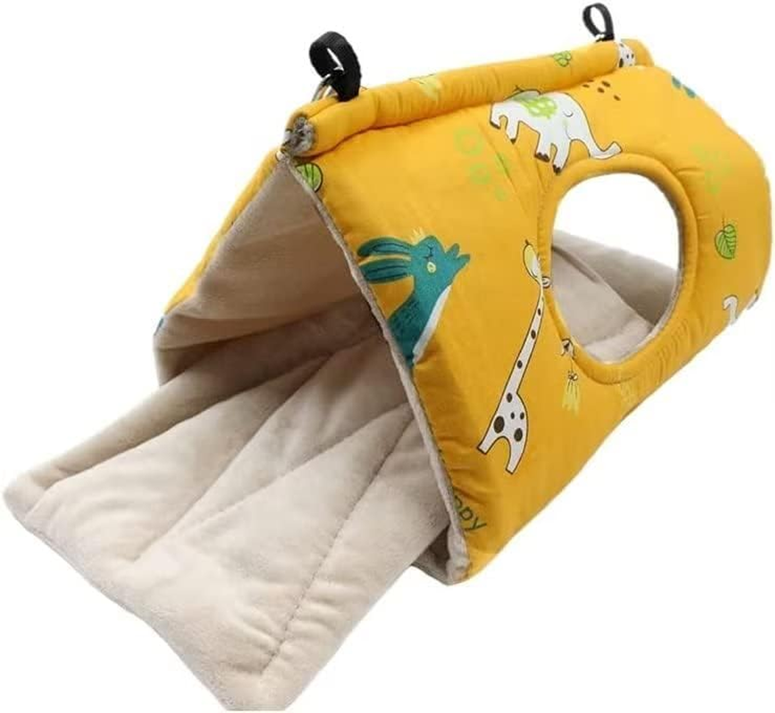 Norhogo Winter Warm Bird Nest House Parrot Hammock Hanging Cave Cage Bird Nest Winter Nest House with Changing Mat for Macaw Budgies Cockatiels Cockatoo M, Yellow