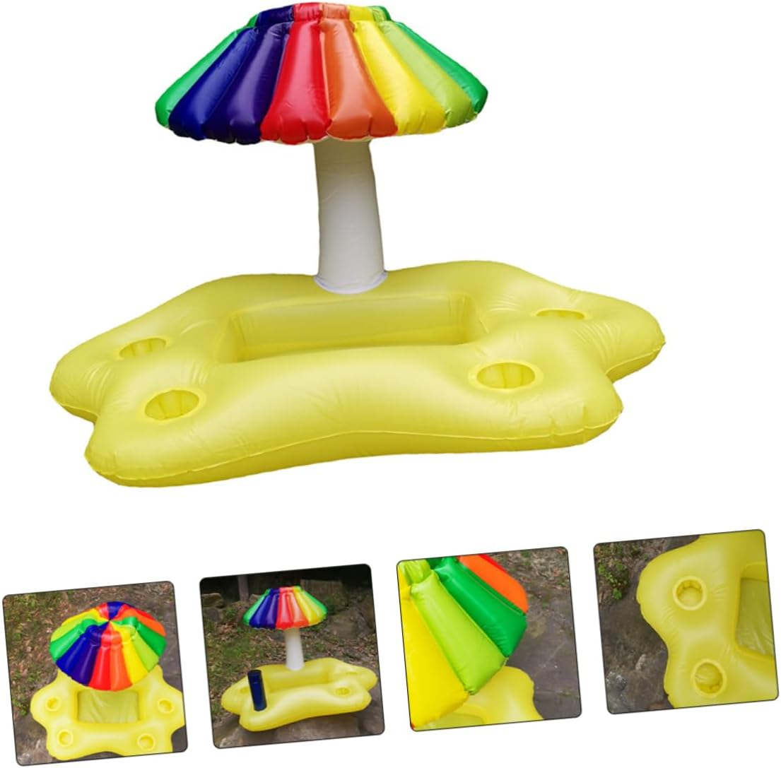 Inflatable Drink Float Pool Party Supplies Floating Drink Holder Rainbow Cloud Sunshade Tray Water Toy Cooler for Outdoor Swimming Pool Entertainment