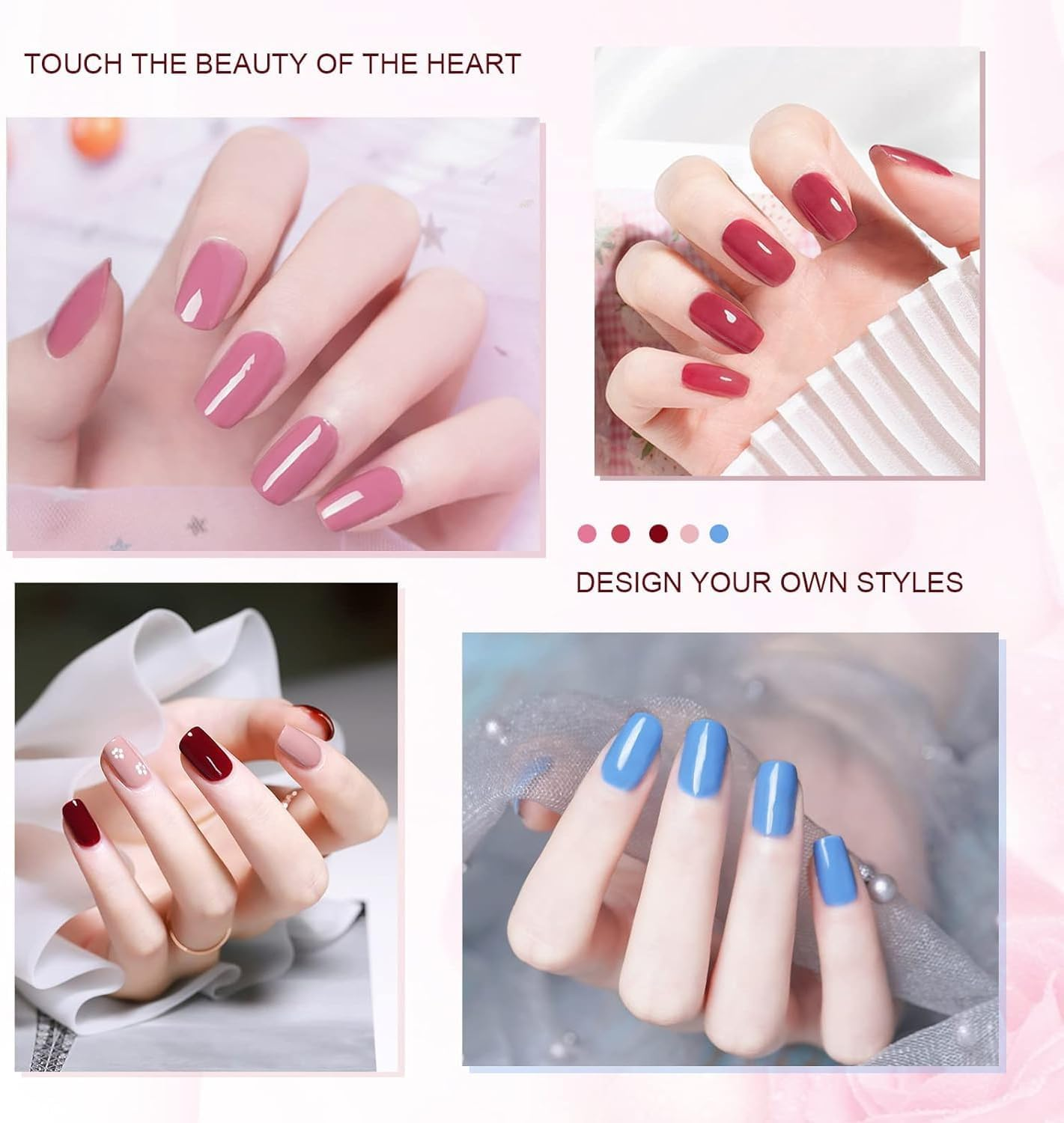 JEWHITENY 45PCS Gel Nail Polish Kit, 42 Colors 7ML Nude Gray Pink Blue Soak off Kit Glitter Art Starter Beauty Gifts Set for Women Girls Valentines Mother'S Day Gift 1 Count image number 5