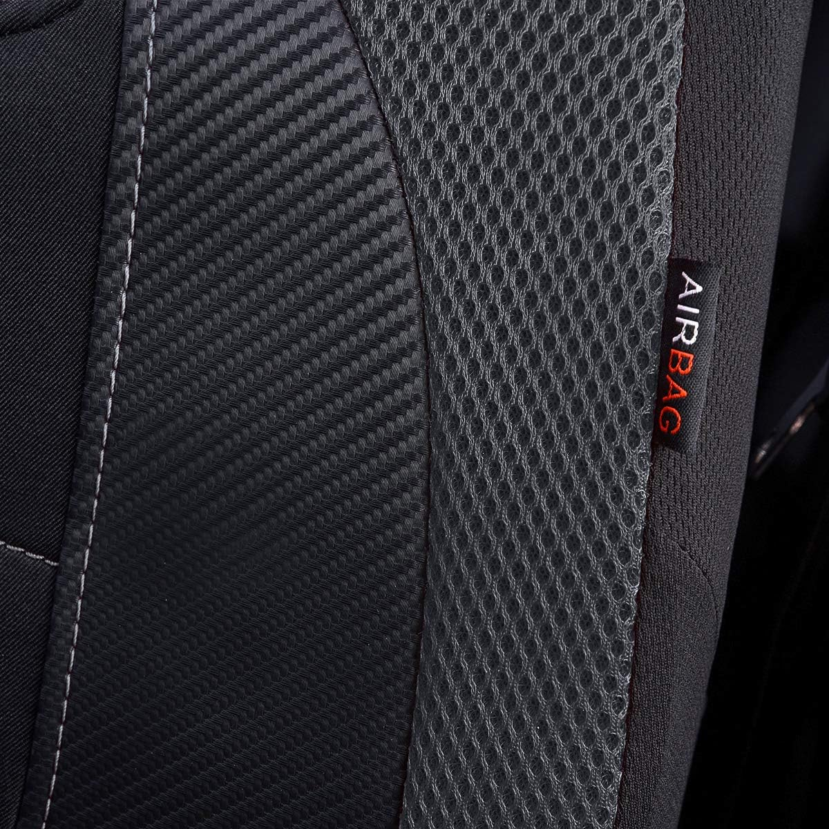 Flying Banner Gabardine Mesh Front Car Seat Covers Airbag Compatible Protector Universal for Most Car Truck Vans Suvs (Black and Grey)