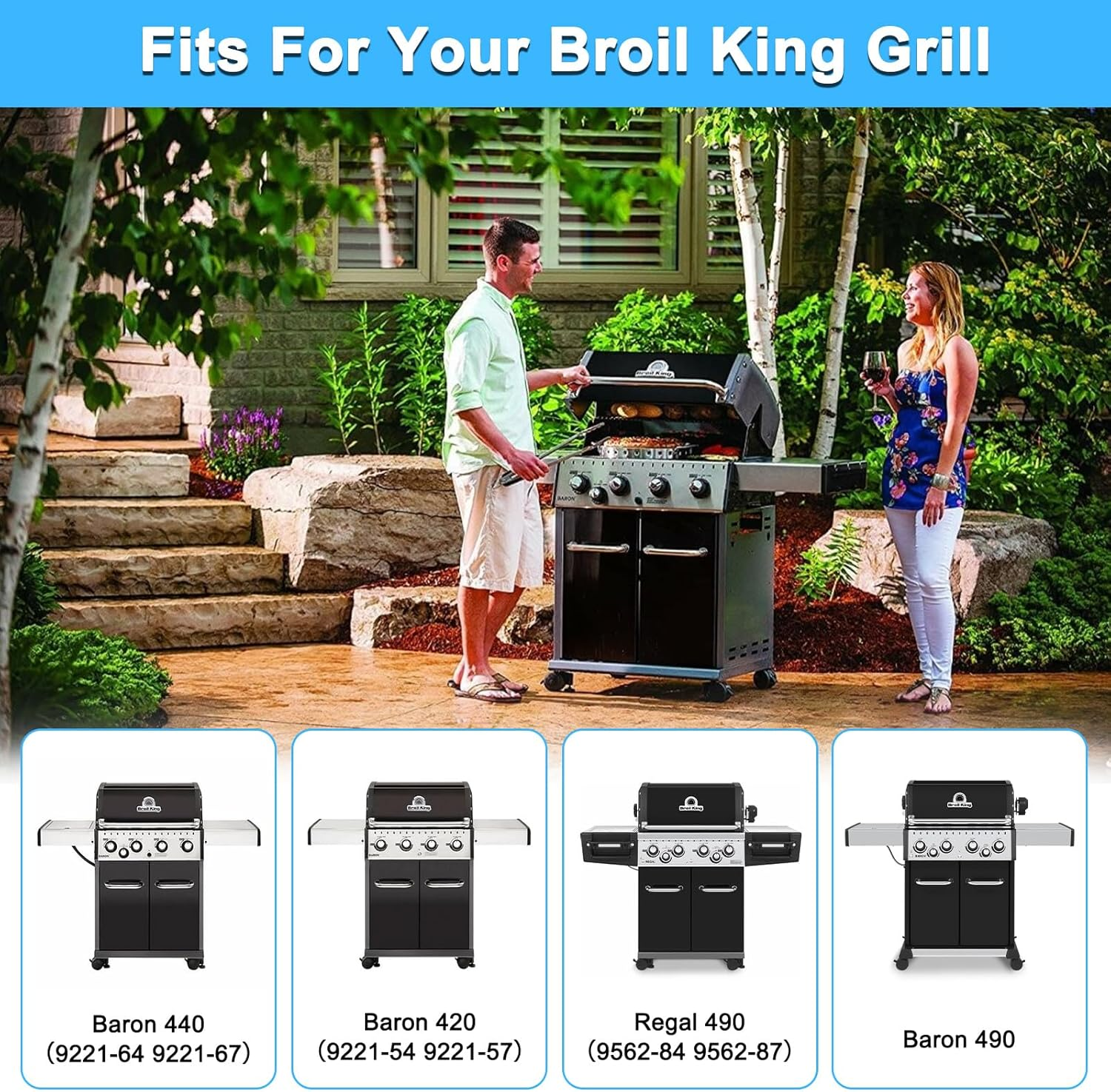 Grill Replacement Parts for Broil King 9221-64, Baron 440, Baron 420, 9221-54, Regal 490, 9221-67, Baron 490, Cross-Over Burner for Broil King Baron Model 9221-64, for Broil King Baron Grill Parts image number 5