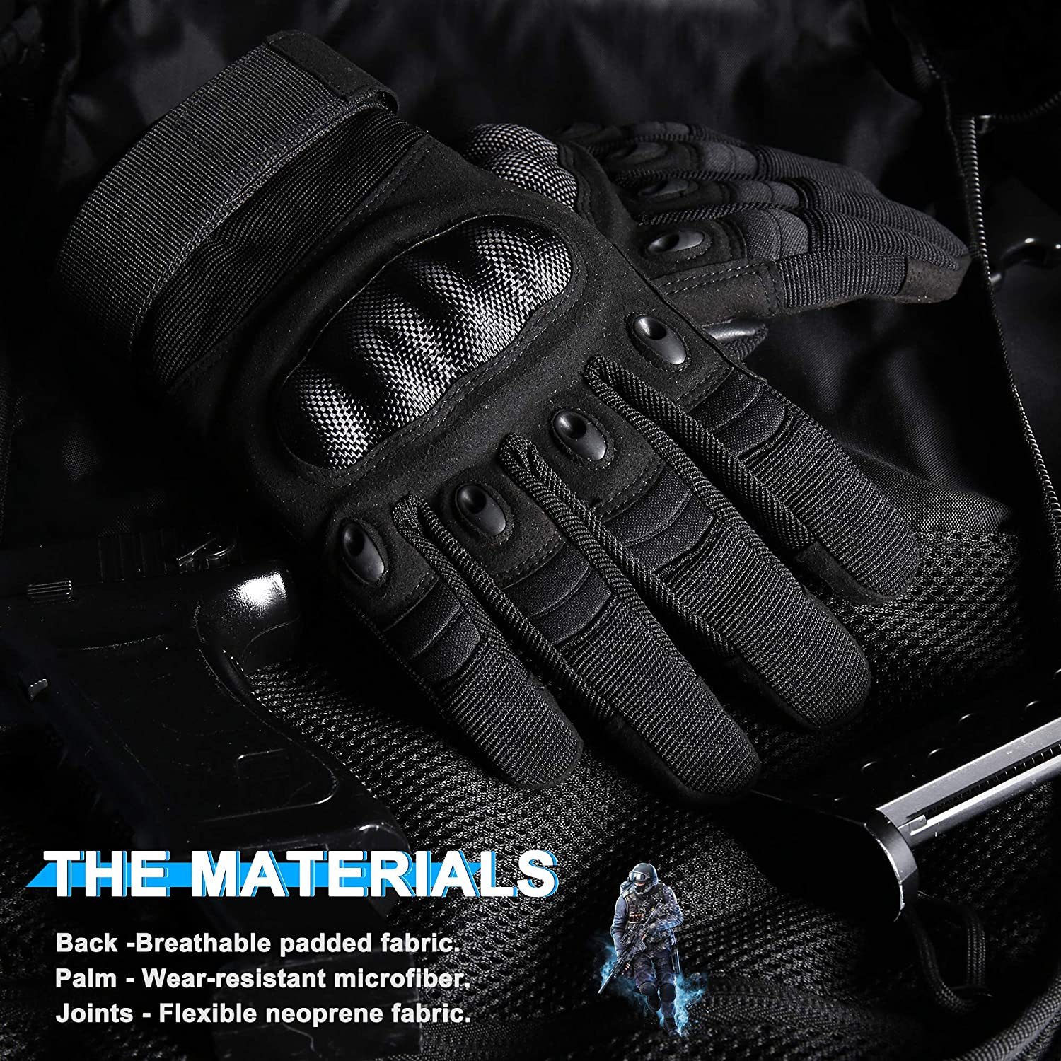 WTACTFUL Tactical Gloves for Men Touchscreen Airsoft Paintball Motorcycle Gloves image number 4
