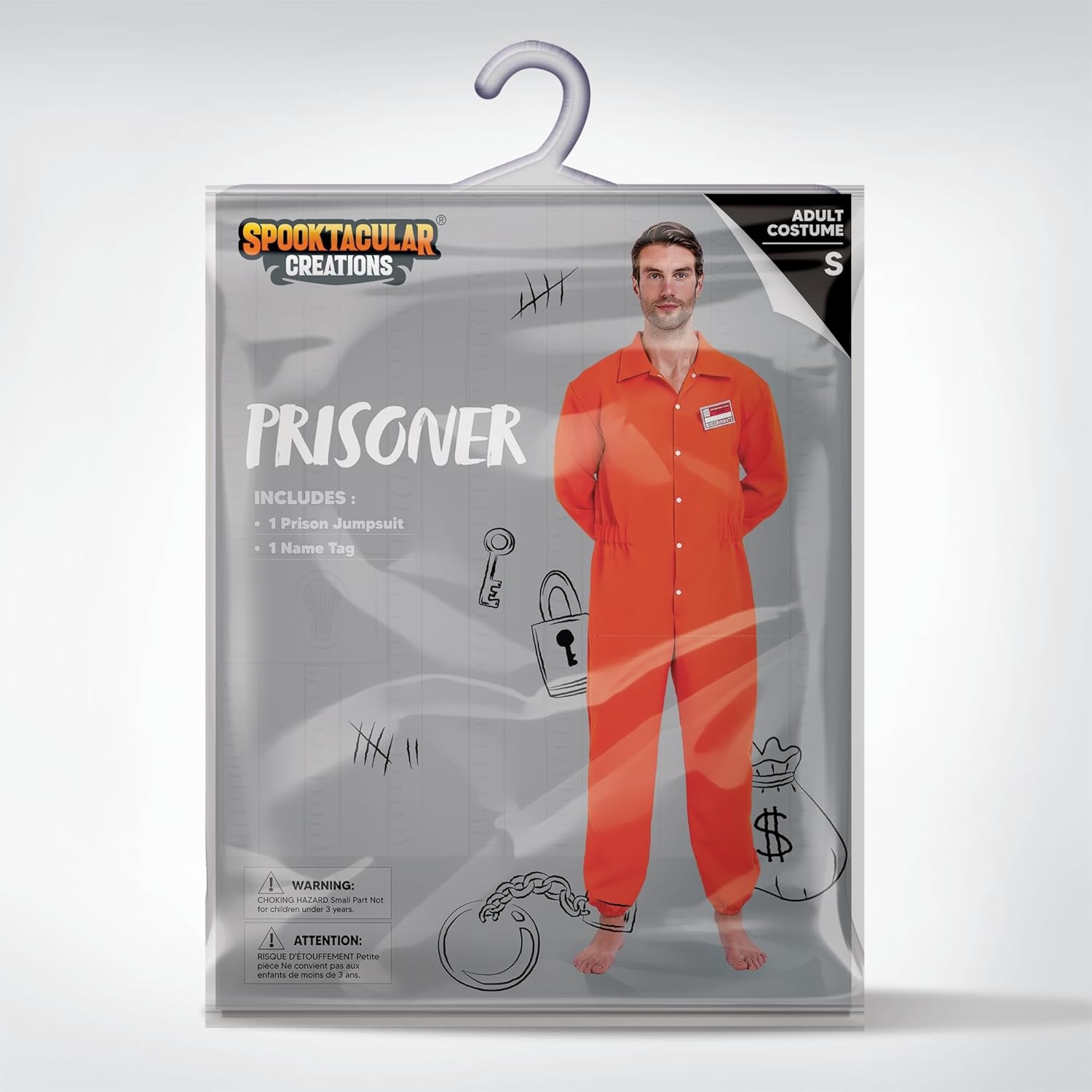 Spooktacular Creations Orange Prison Jumpsuit Men, Prison Costume Adult for Halloween Costumes with Name Tag image number 4