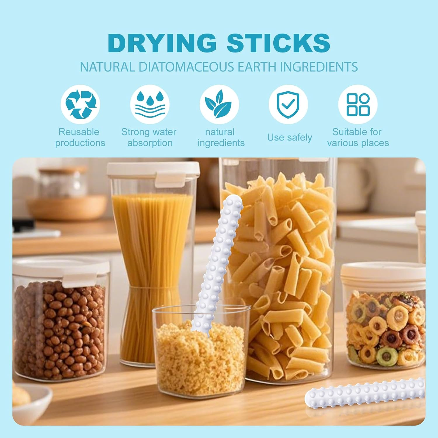 5 Pcs Moisture Drying Stick Clean Water Absorption Rod Second Generation Absorption Stick Non-Toxic Household Cleaner Diatomite with Box image number 2