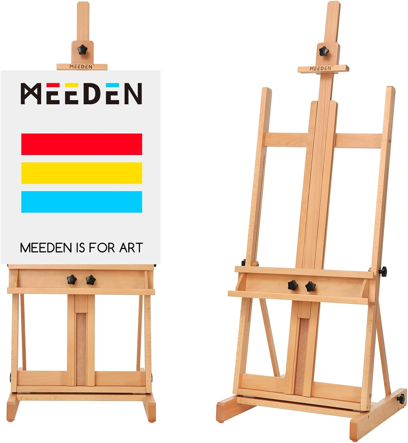 MEEDEN Large H-Frame Easel, Solid Beech Wooden Easel, Painting Art Easel for Display, Easels for Painting Holds Canvases up to 78", Natural