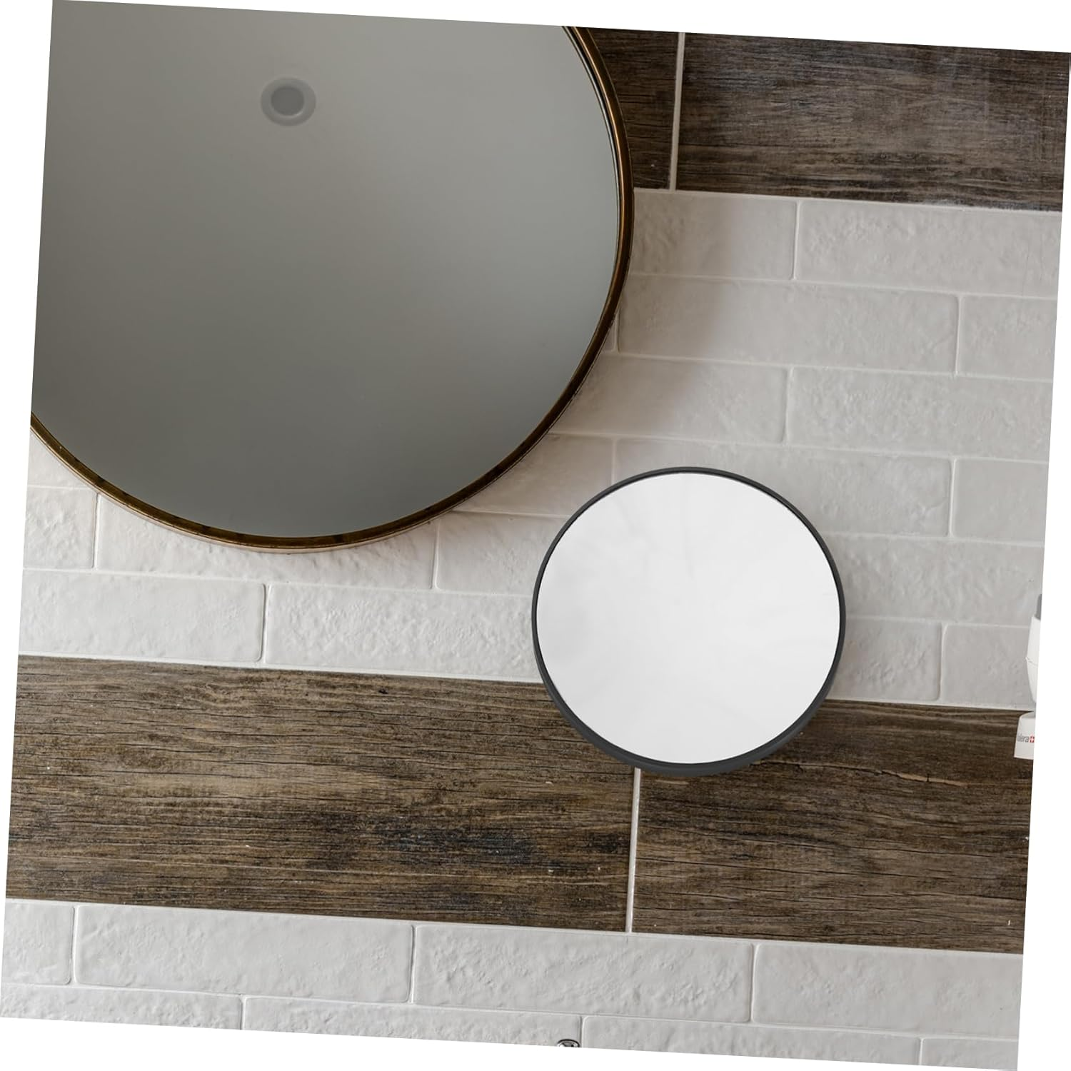 Healeved 8.8Cm 10X Magnification Makeup Mirror with Suction Cups Small round Portable Cosmetic Mirror for Bathroom or Bedroom Easy Carry Black image number 2